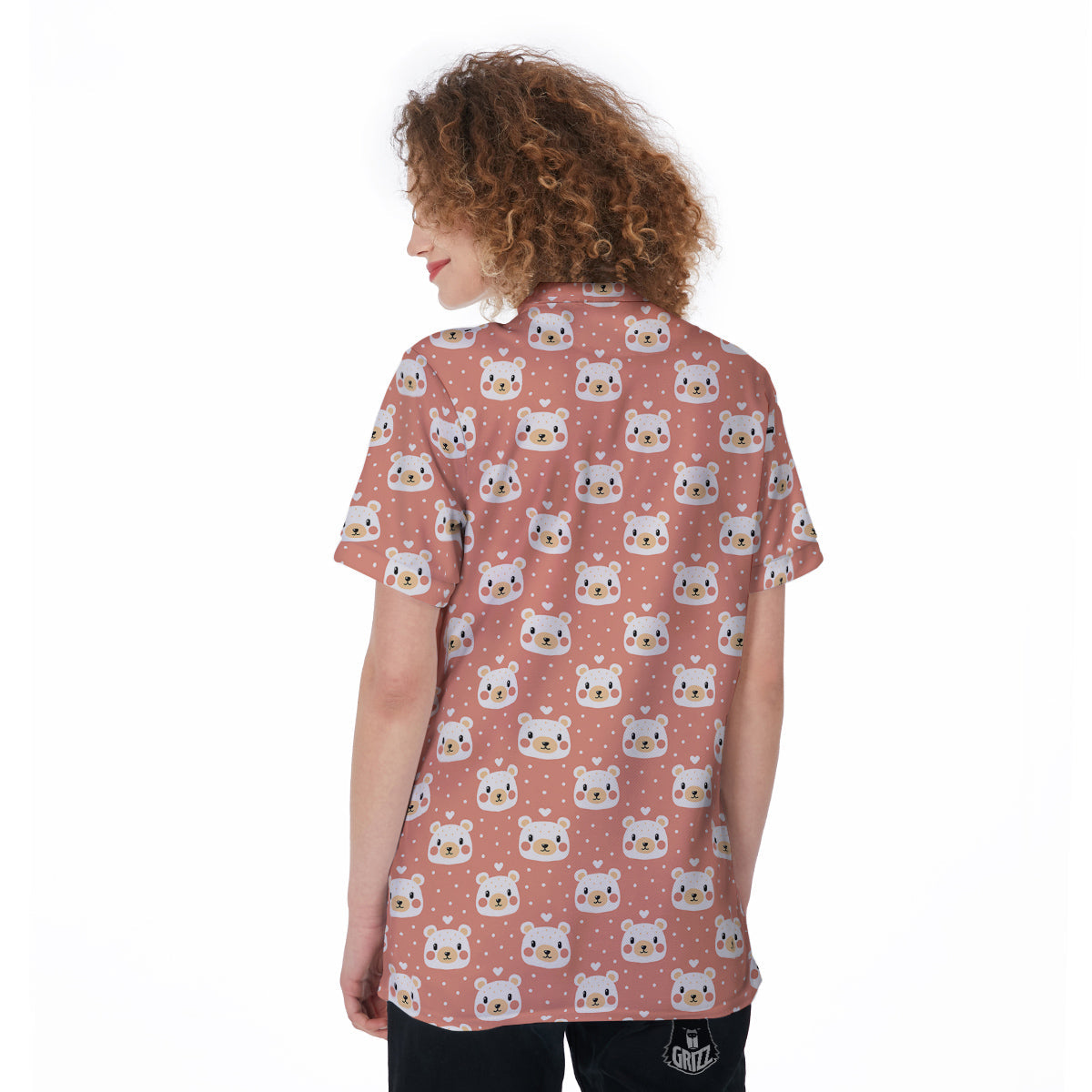Baby Bear Cute Polka Dot Print Pattern Women's Golf Shirts-grizzshop