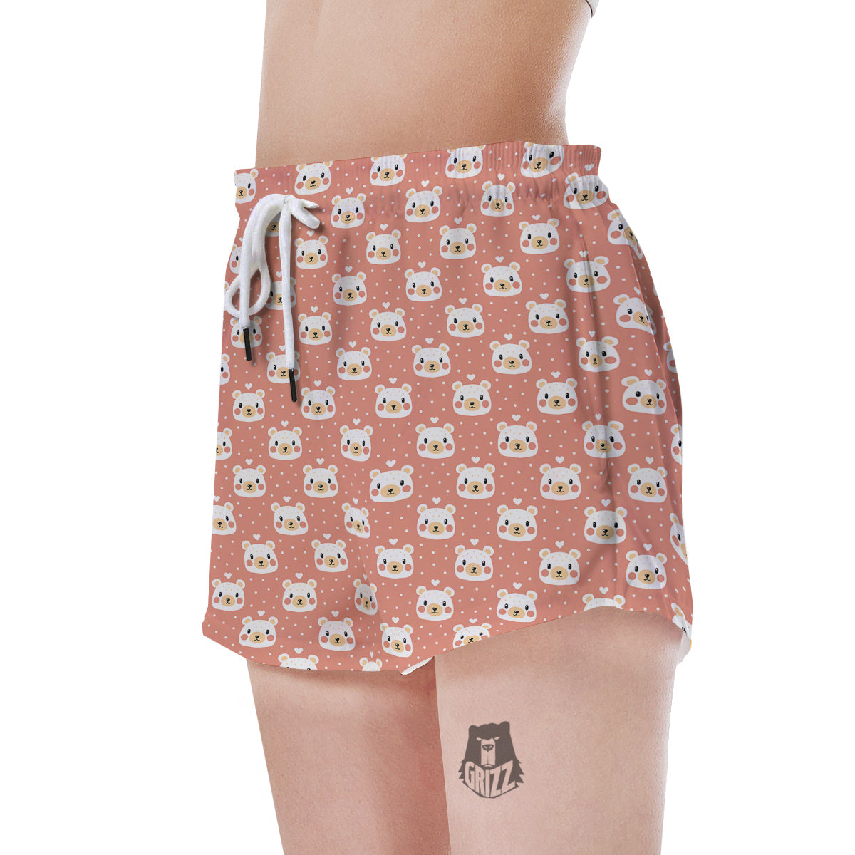 Baby Bear Cute Polka Dot Print Pattern Women's Shorts-grizzshop