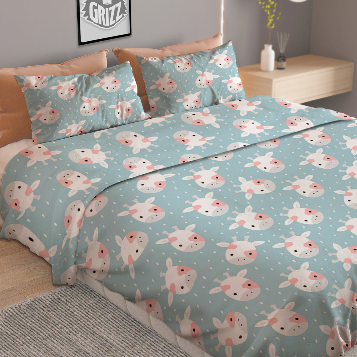 Baby Bear Cartoon Cute Print Pattern Duvet Cover Bedding Set