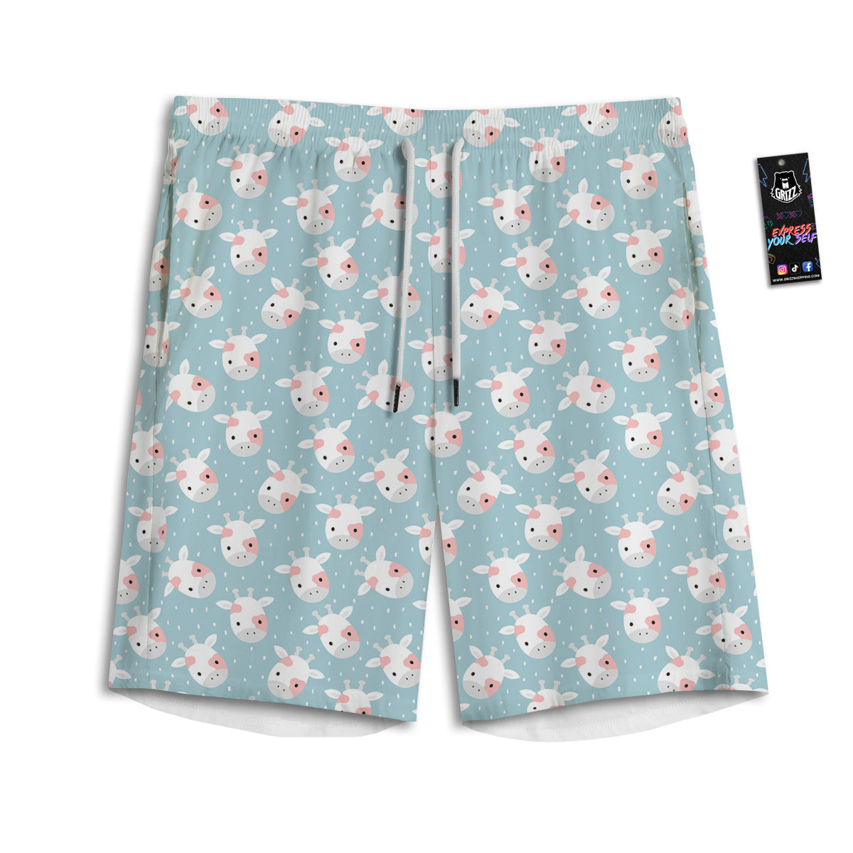 Baby Cow Cartoon Cute Print Pattern Men's Athletic Shorts