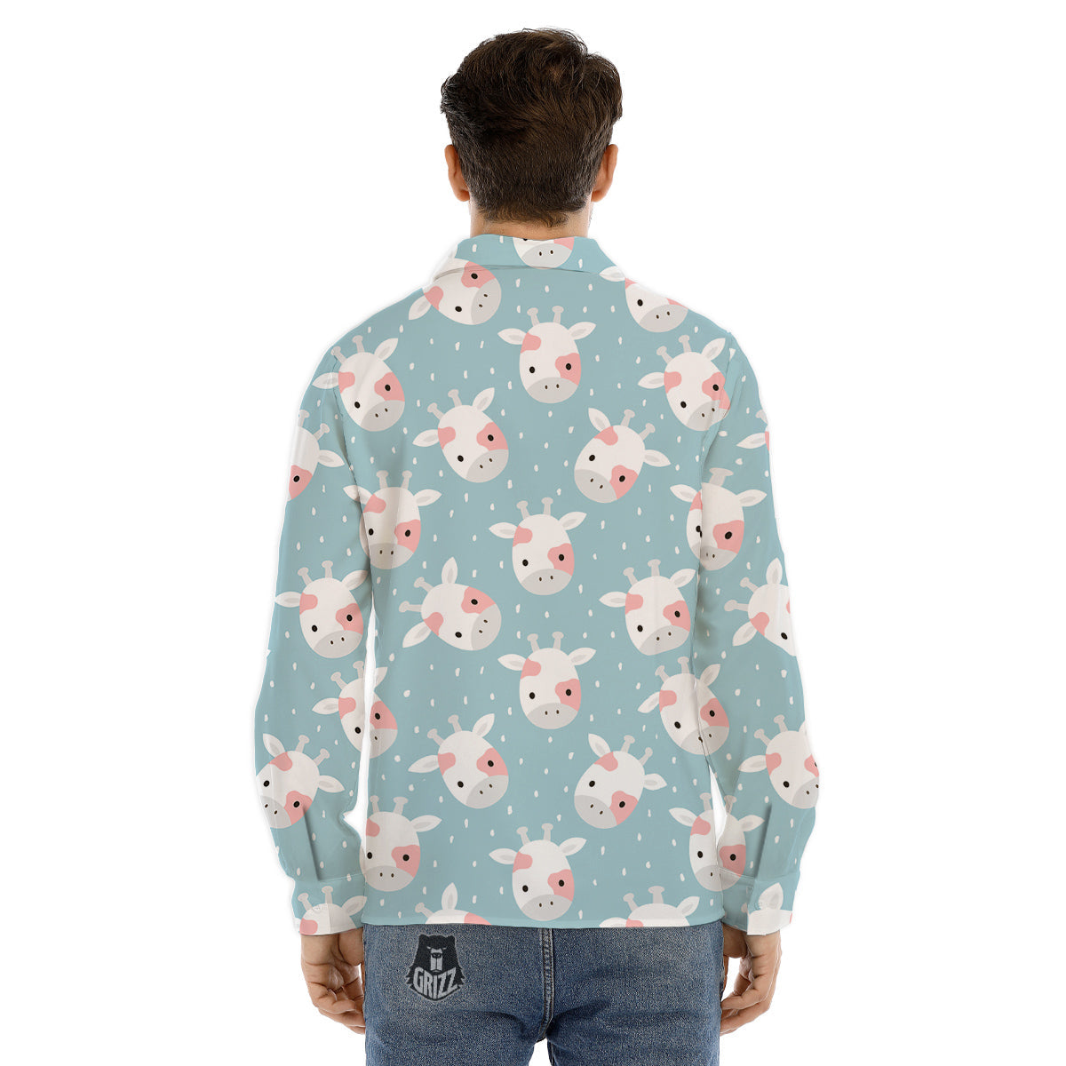 Baby Cow Cartoon Cute Print Pattern Men's Dress Shirts-grizzshop