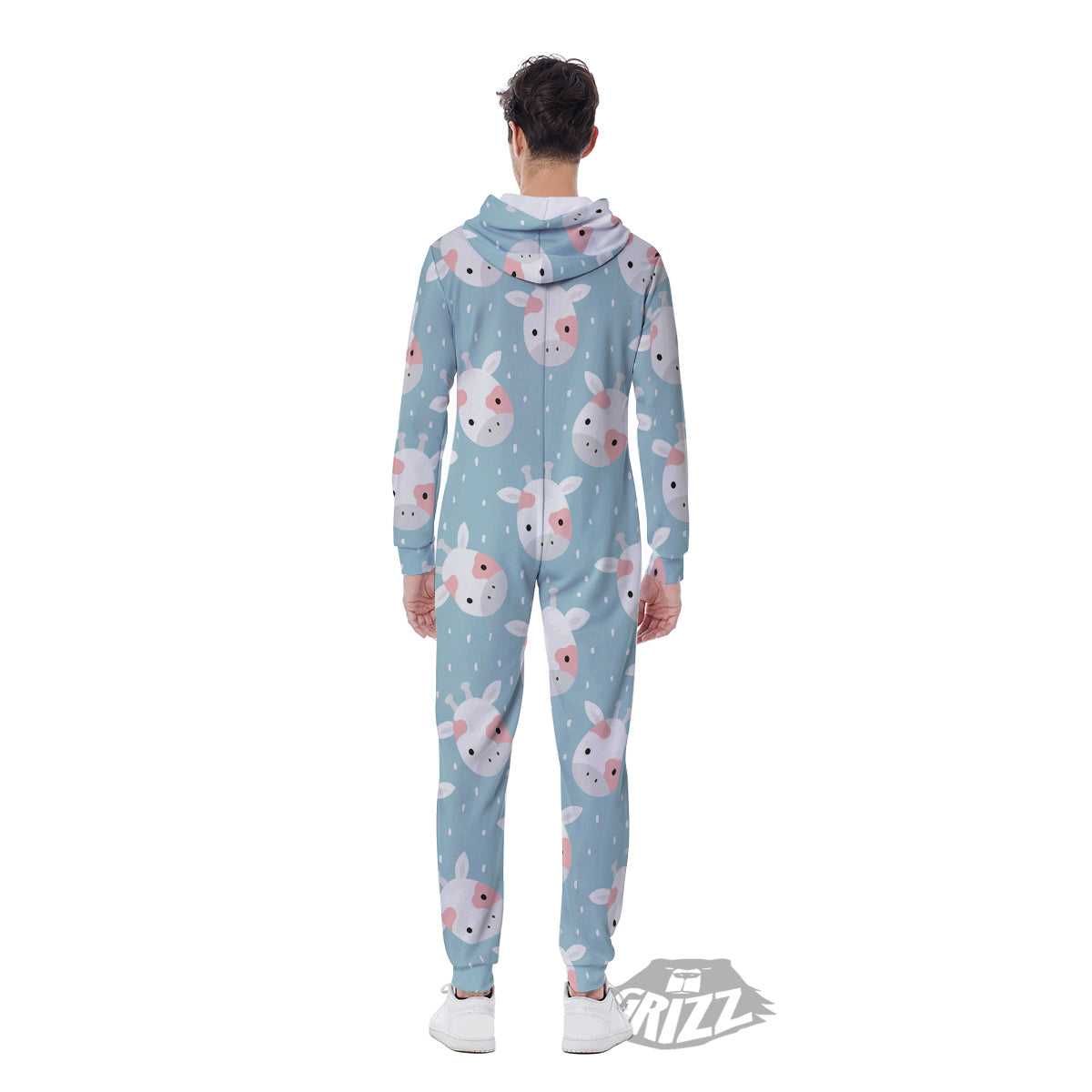 Baby Cow Cartoon Cute Print Pattern Men's Jumpsuit-grizzshop