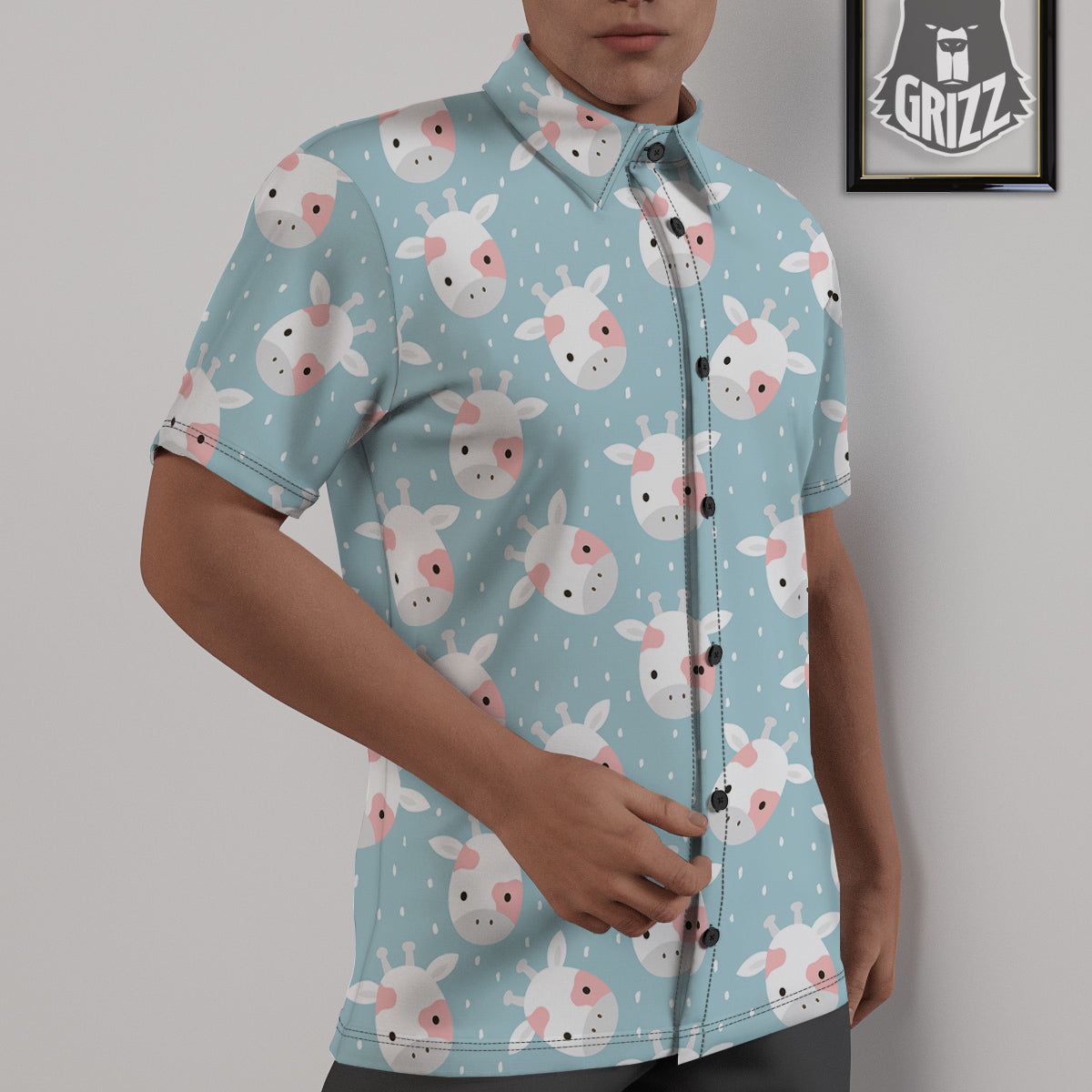 Baby Cow Cartoon Cute Print Pattern Untucked Shirts-grizzshop