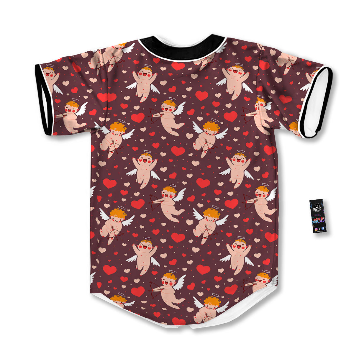 Baby Cupid Print Pattern Baseball Jersey-grizzshop
