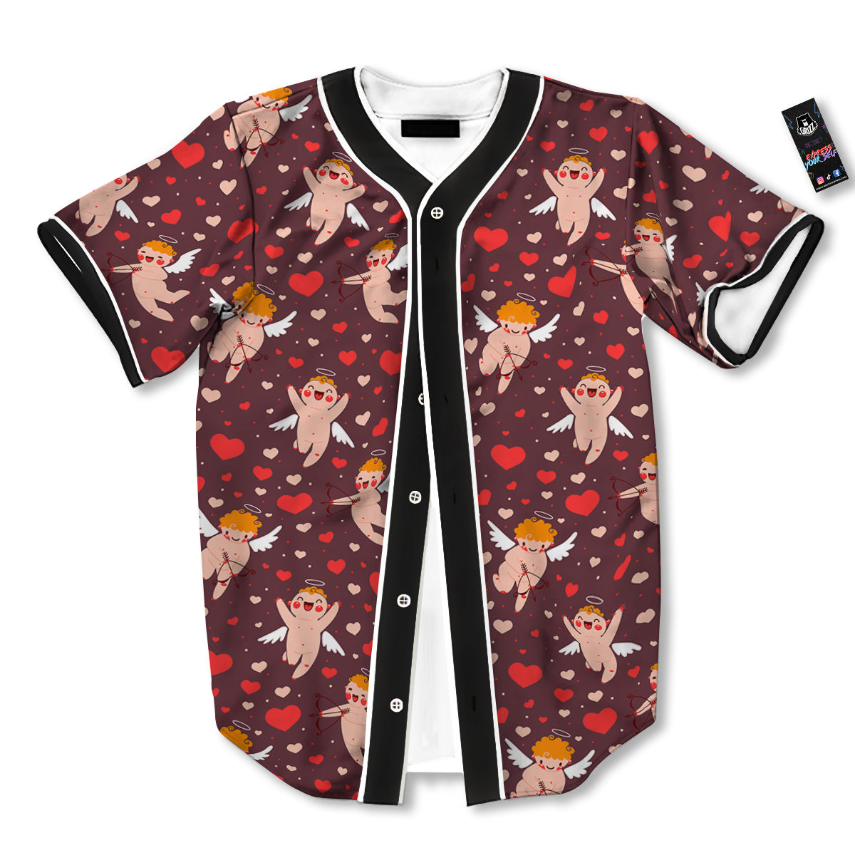 Baby Cupid Print Pattern Baseball Jersey-grizzshop