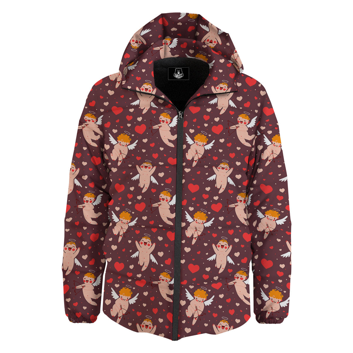 Baby Cupid Print Pattern Down Jacket-grizzshop