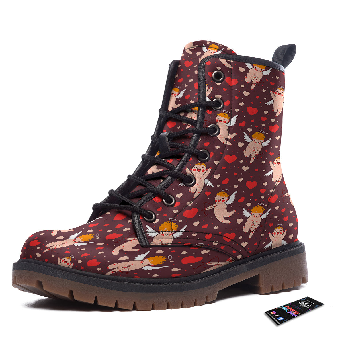 Baby Cupid Print Pattern Work Boots-grizzshop