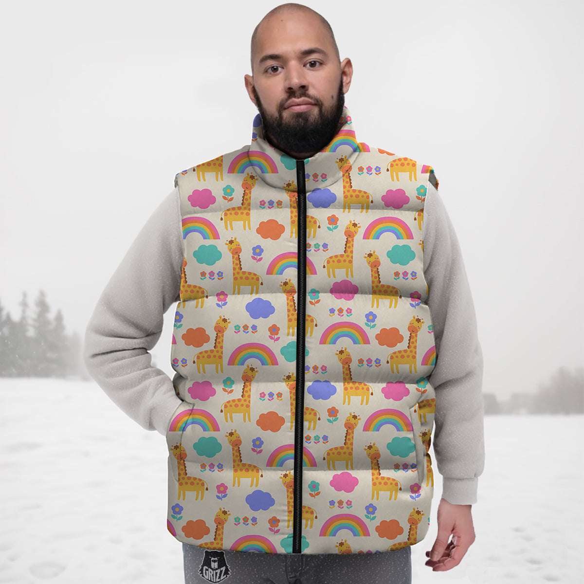 Baby Giraffe Cute Print Pattern Down Vest