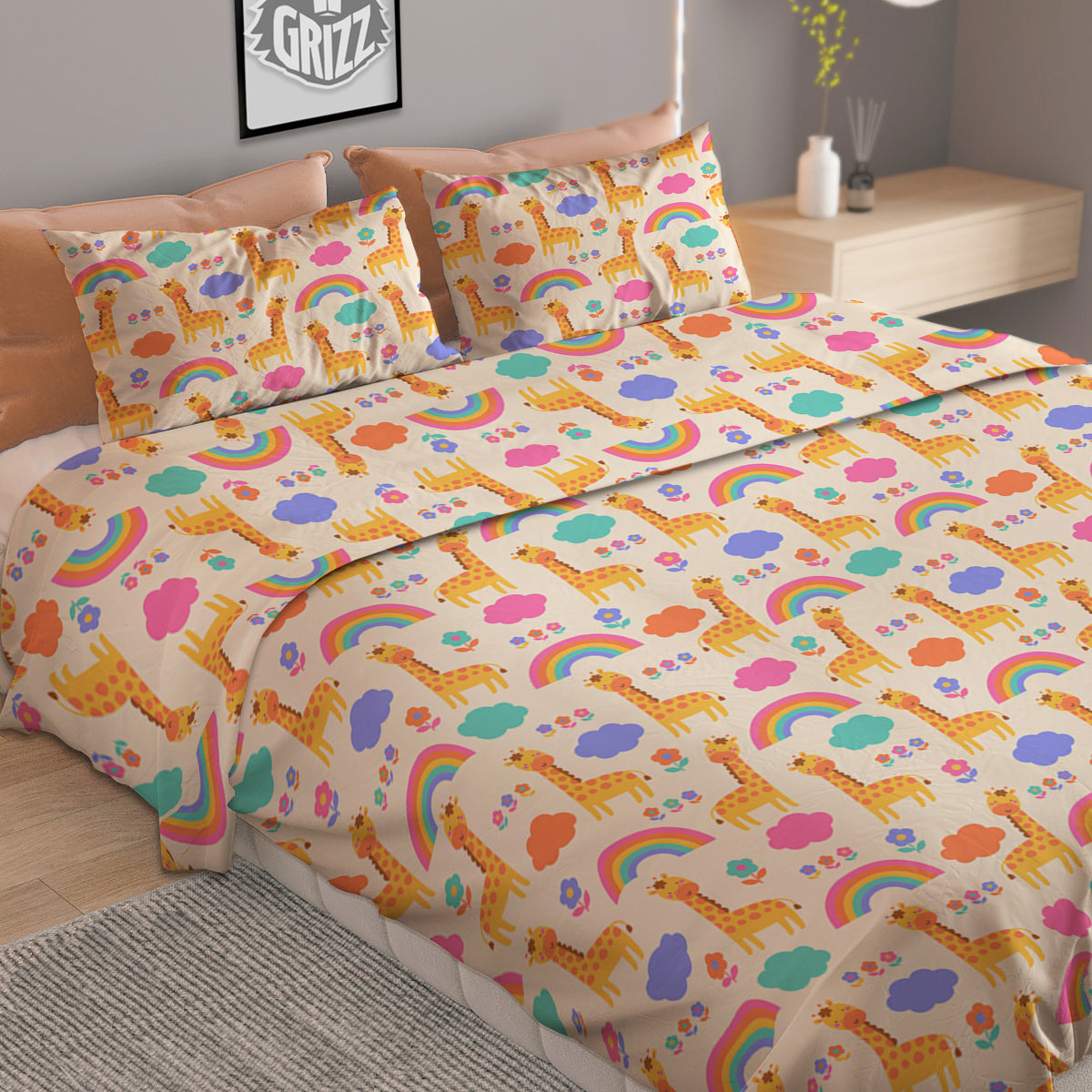Baby Bear Cute Polka Dot Print Pattern Duvet Cover Bedding Set