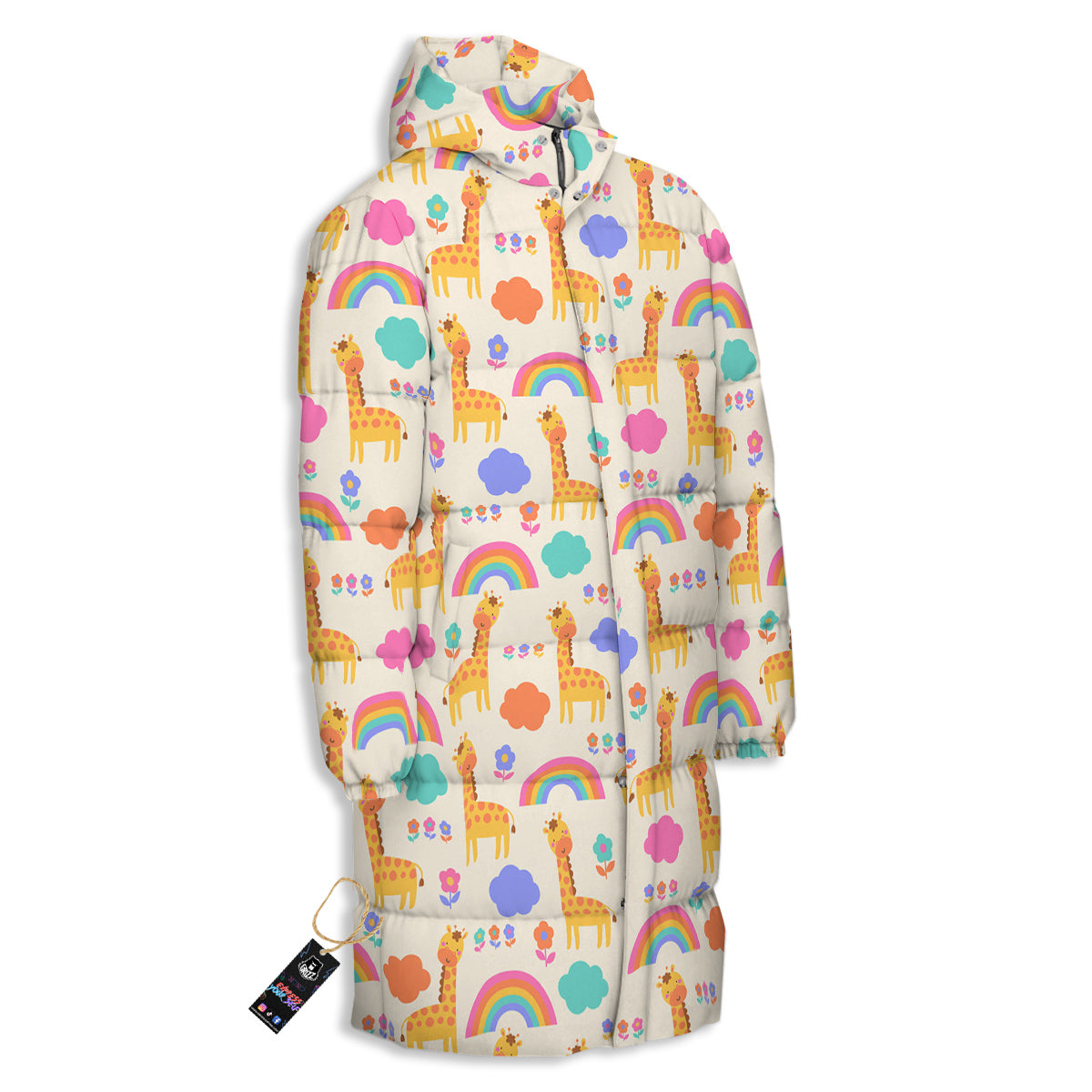 Baby Giraffe Cute Print Pattern Long Down Jacket-grizzshop