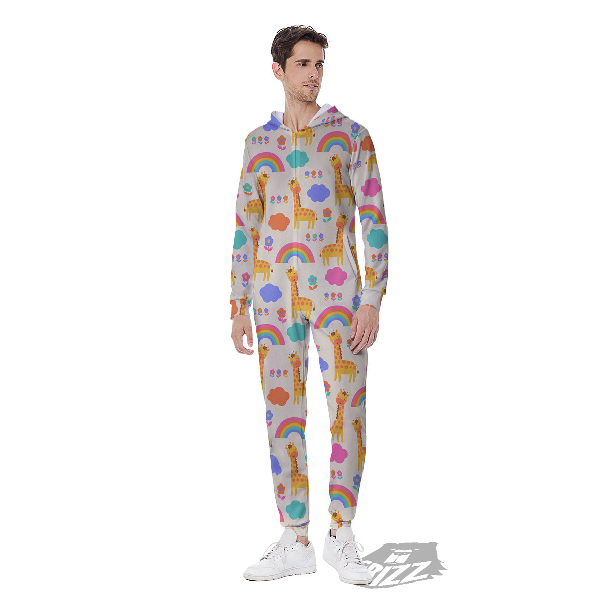 Baby Giraffe Cute Print Pattern Men's Jumpsuit-grizzshop