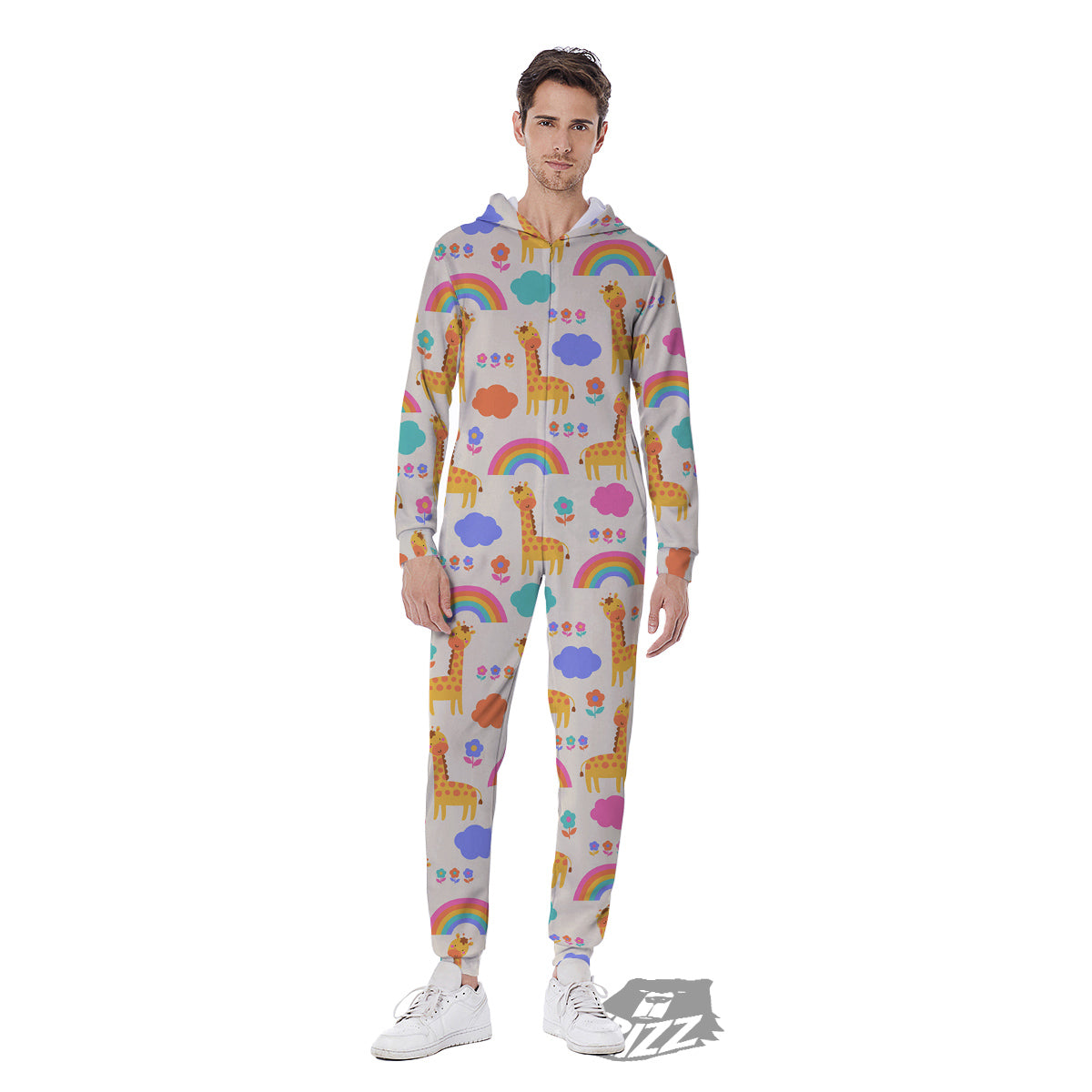 Baby Giraffe Cute Print Pattern Men's Jumpsuit-grizzshop