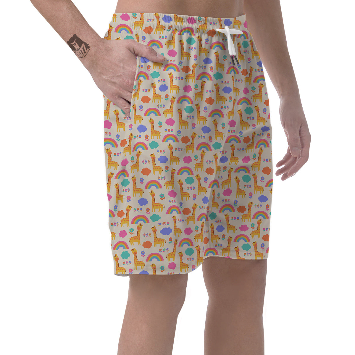 Baby Giraffe Cute Print Pattern Men's Shorts-grizzshop