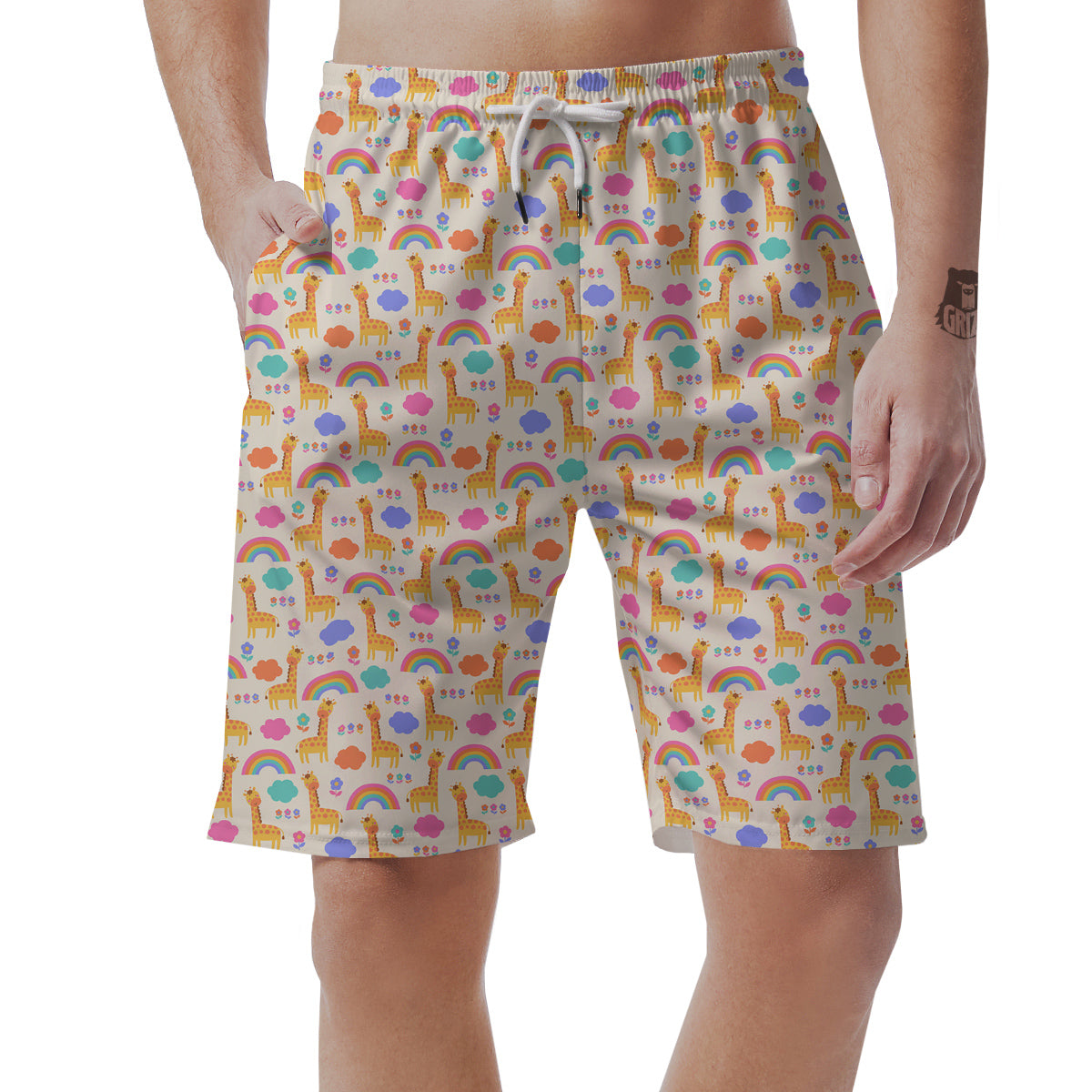 Baby Giraffe Cute Print Pattern Men's Shorts-grizzshop