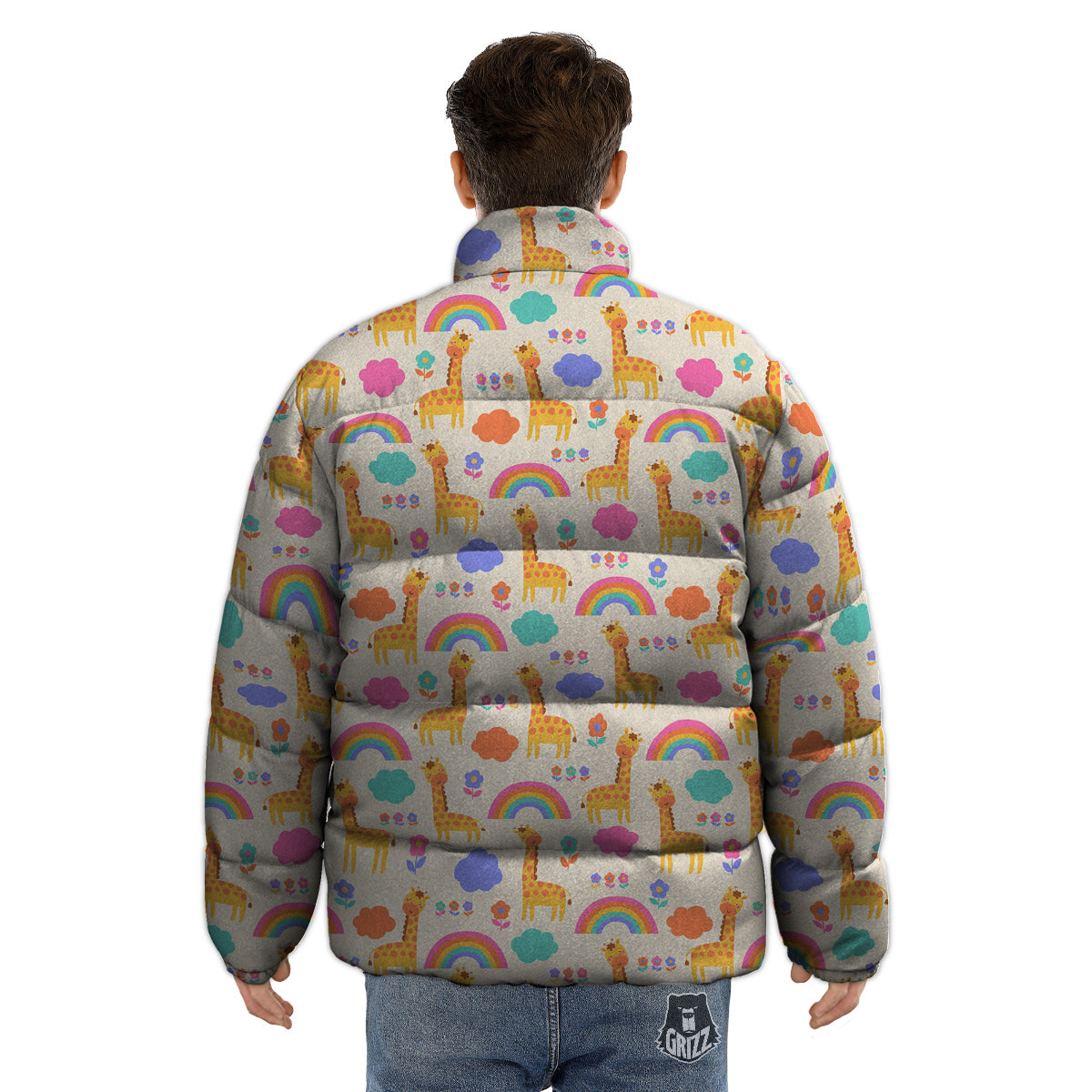 Baby Giraffe Cute Print Pattern Puffer Jacket-grizzshop