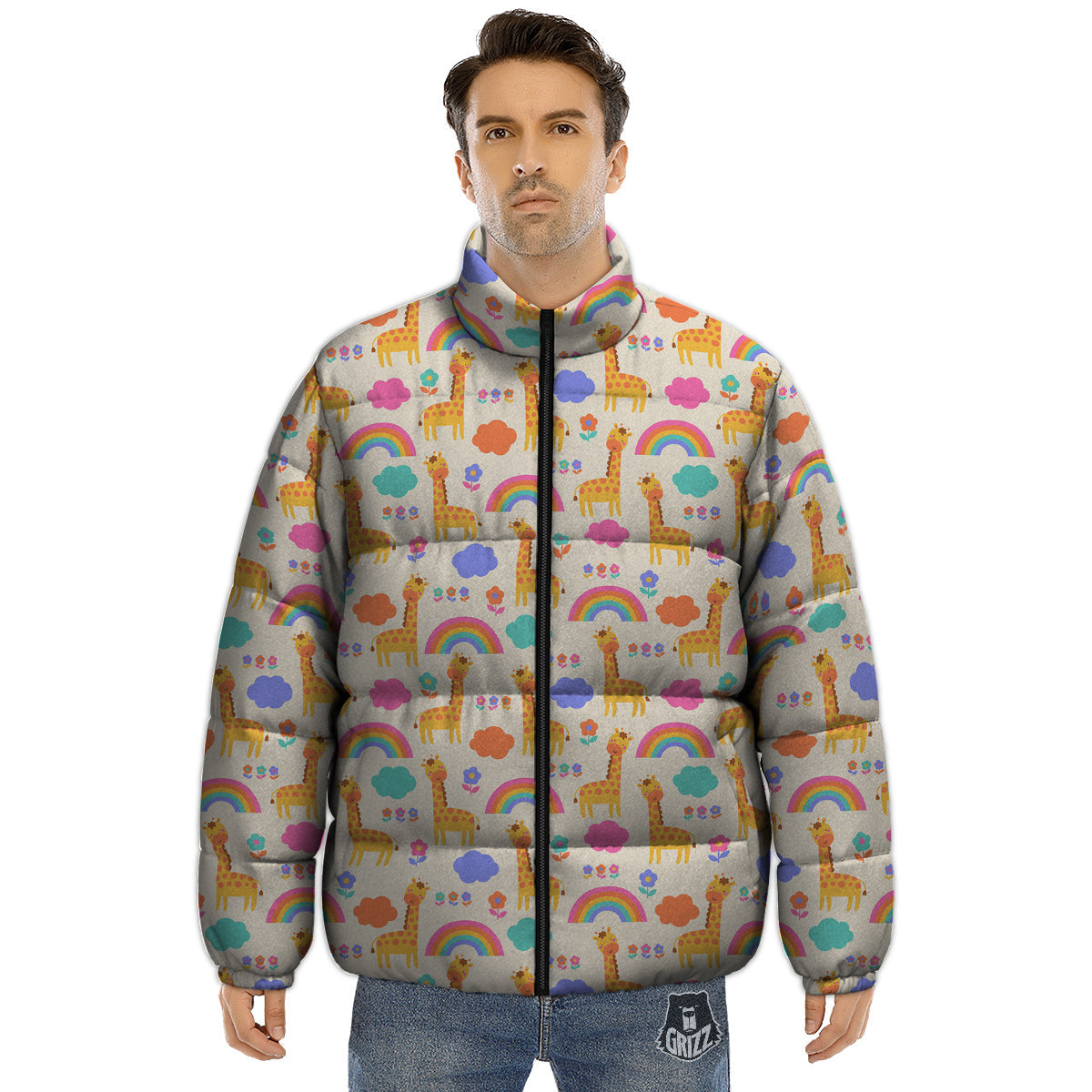 Baby Giraffe Cute Print Pattern Puffer Jacket-grizzshop