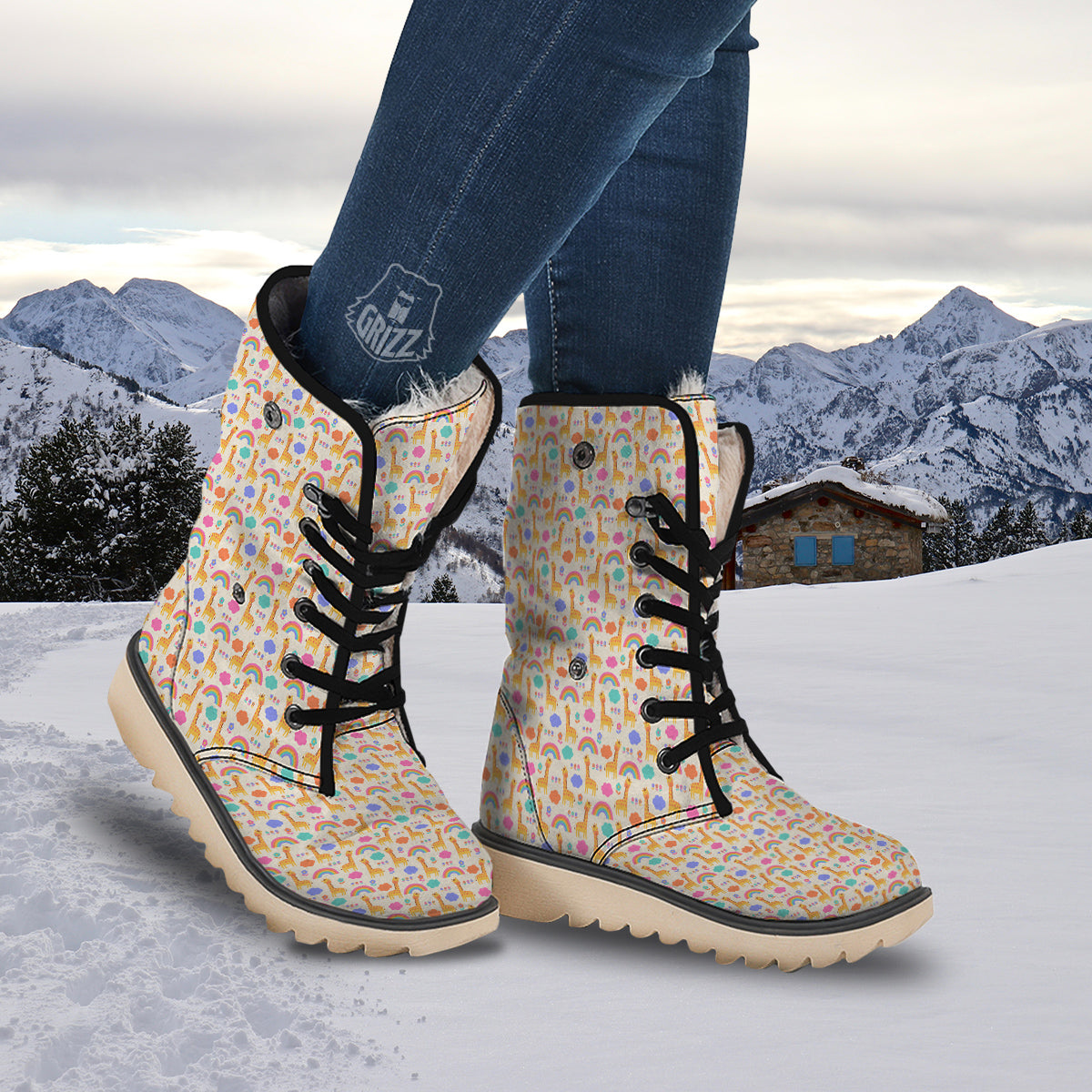 Baby Giraffe Cute Print Pattern Snow Boots-grizzshop