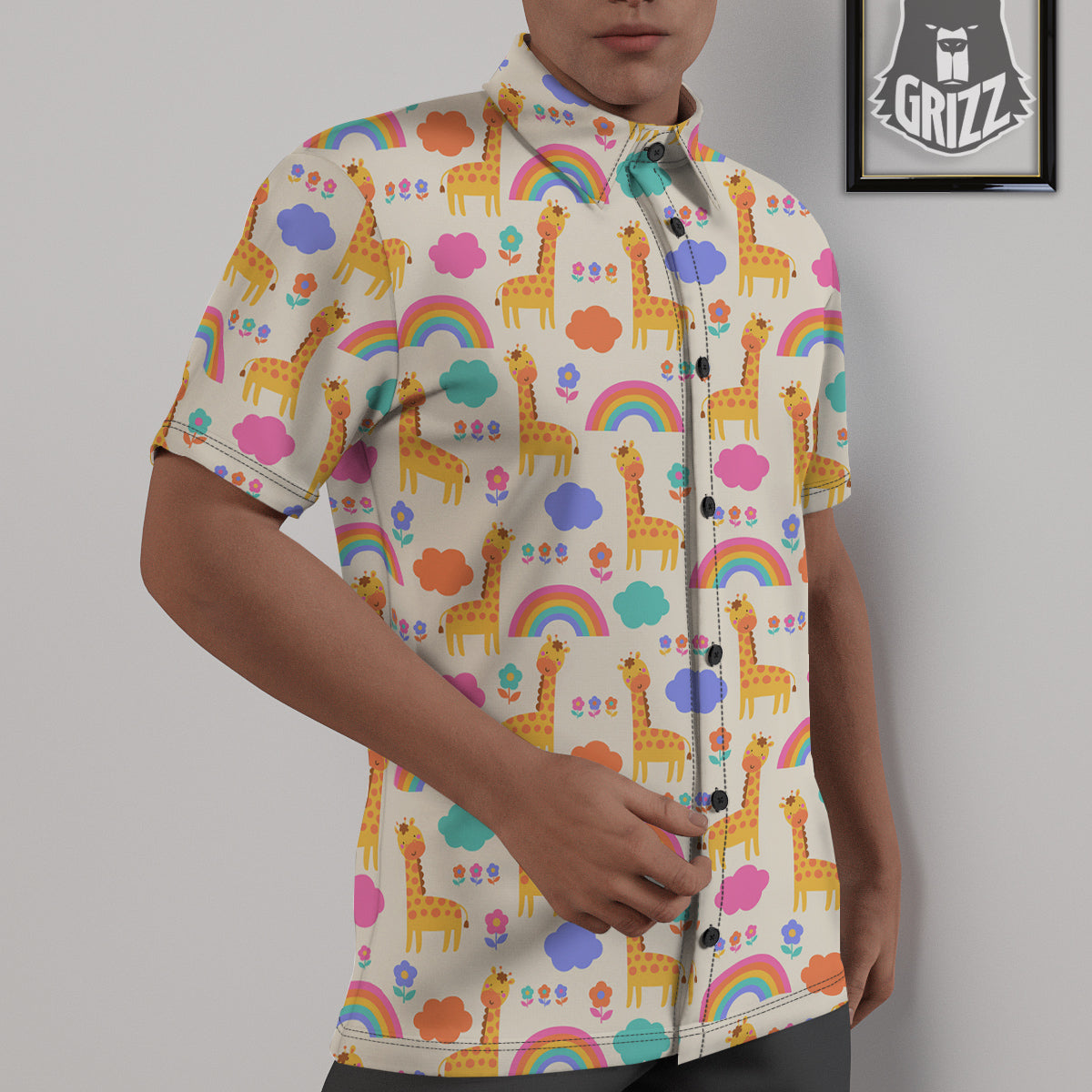 Baby Giraffe Cute Print Pattern Untucked Shirts-grizzshop