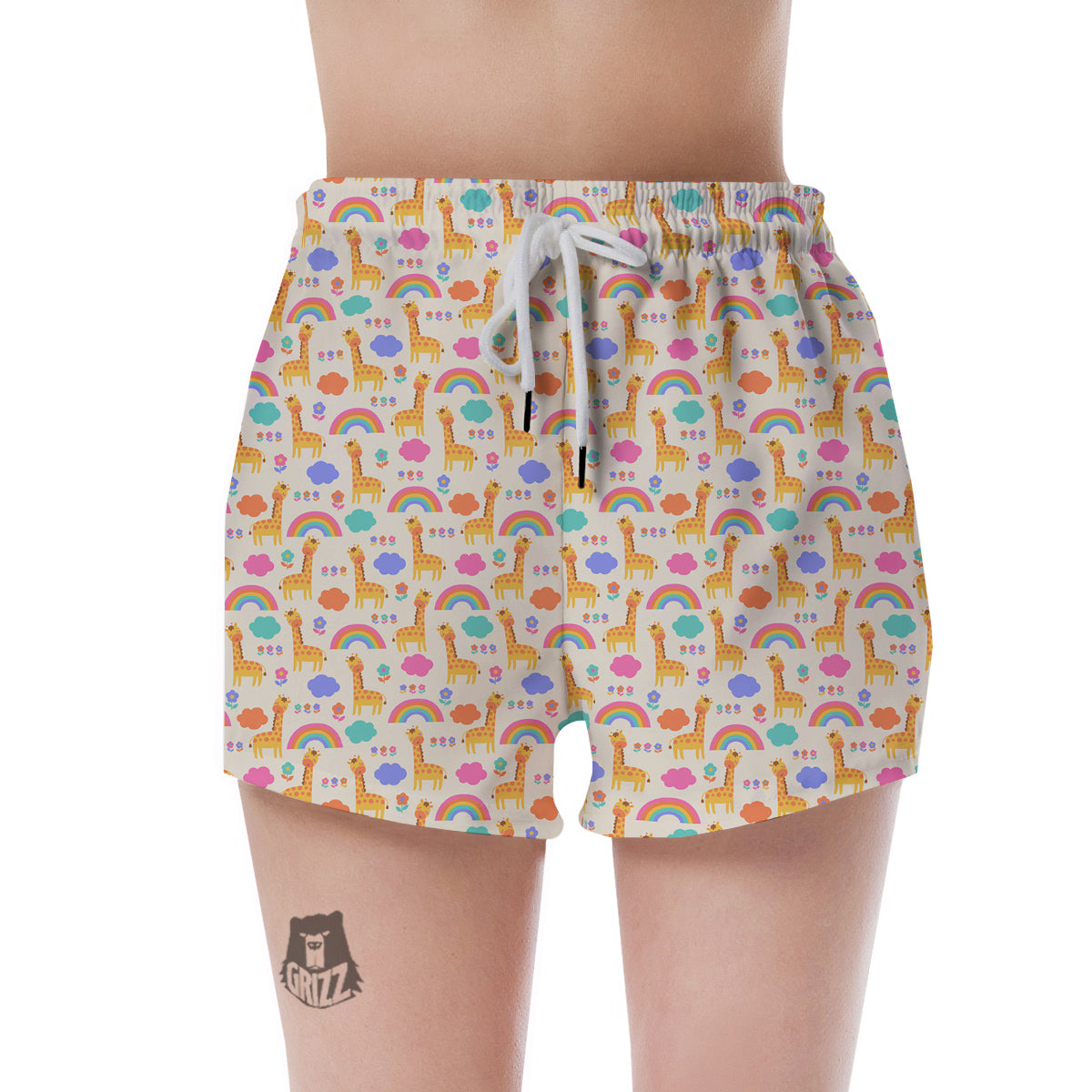 Baby Giraffe Cute Print Pattern Women's Shorts-grizzshop
