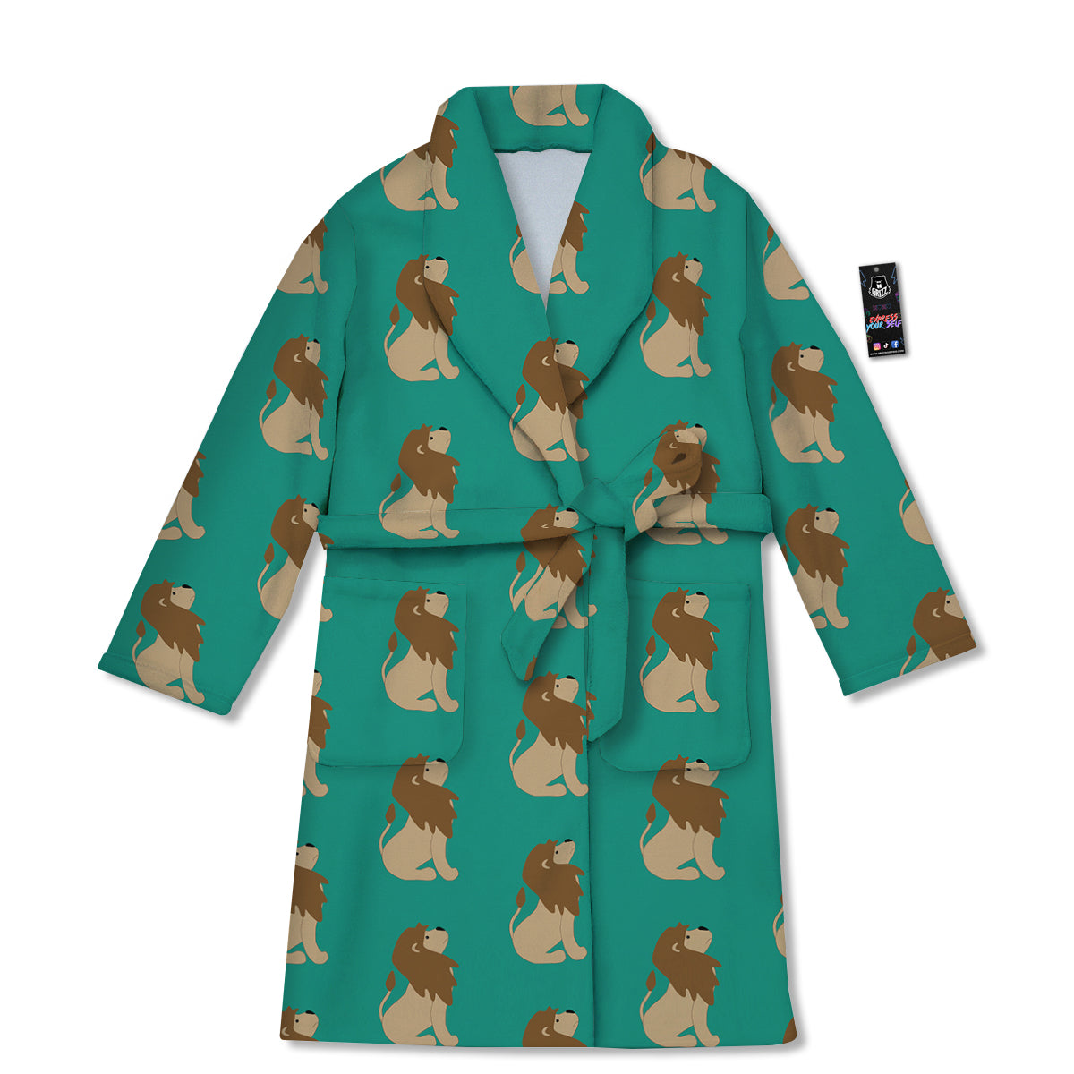 Baby Lion Print Pattern Bathrobe-grizzshop