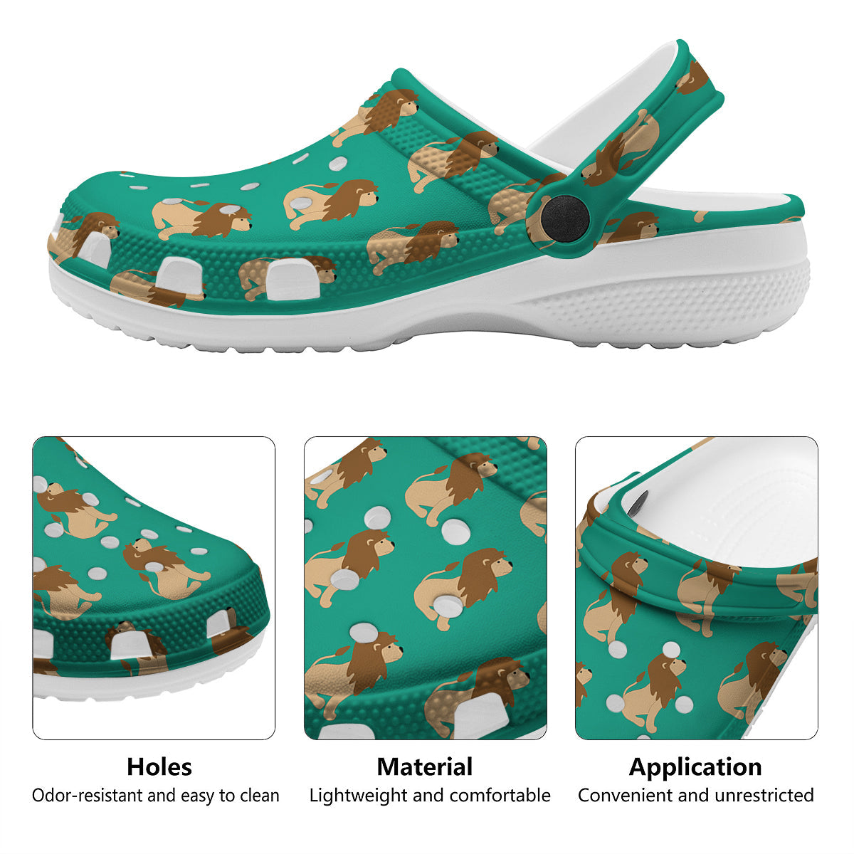 Baby Lion Print Pattern Clog-grizzshop
