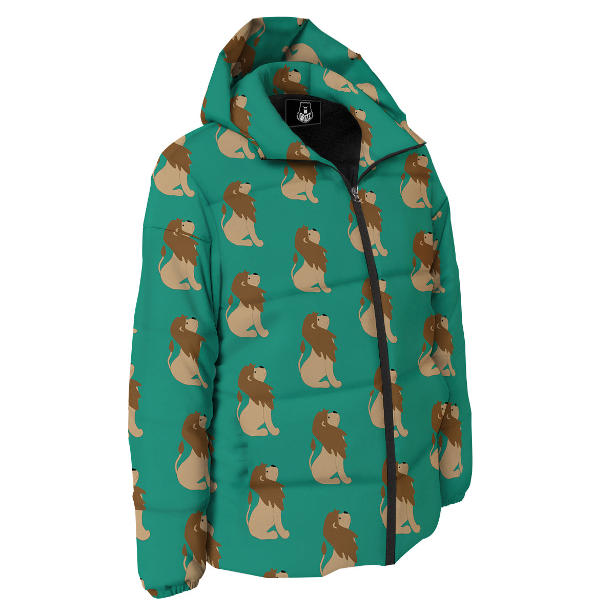 Baby Lion Print Pattern Down Jacket-grizzshop
