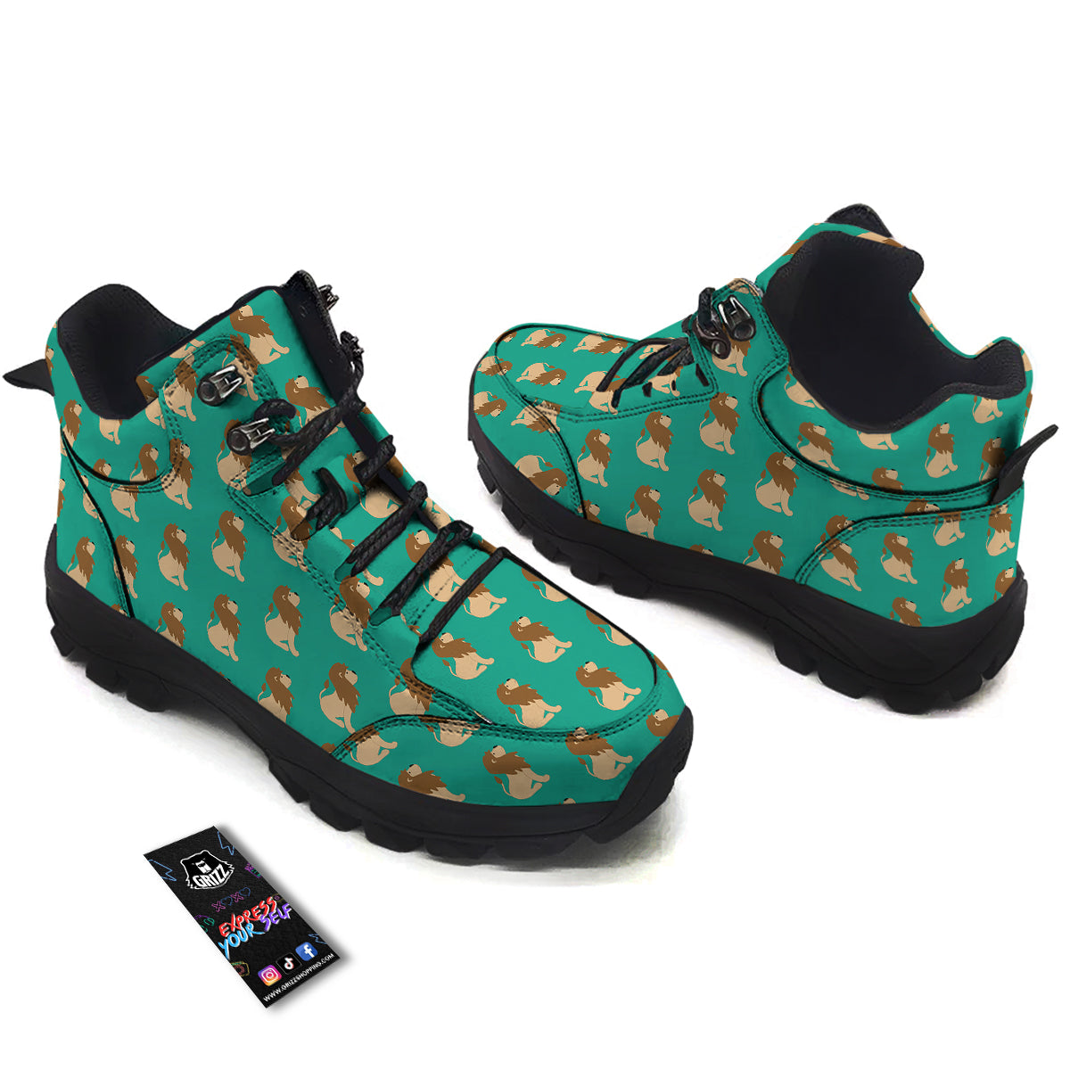 Baby Lion Print Pattern Hiking Shoes-grizzshop