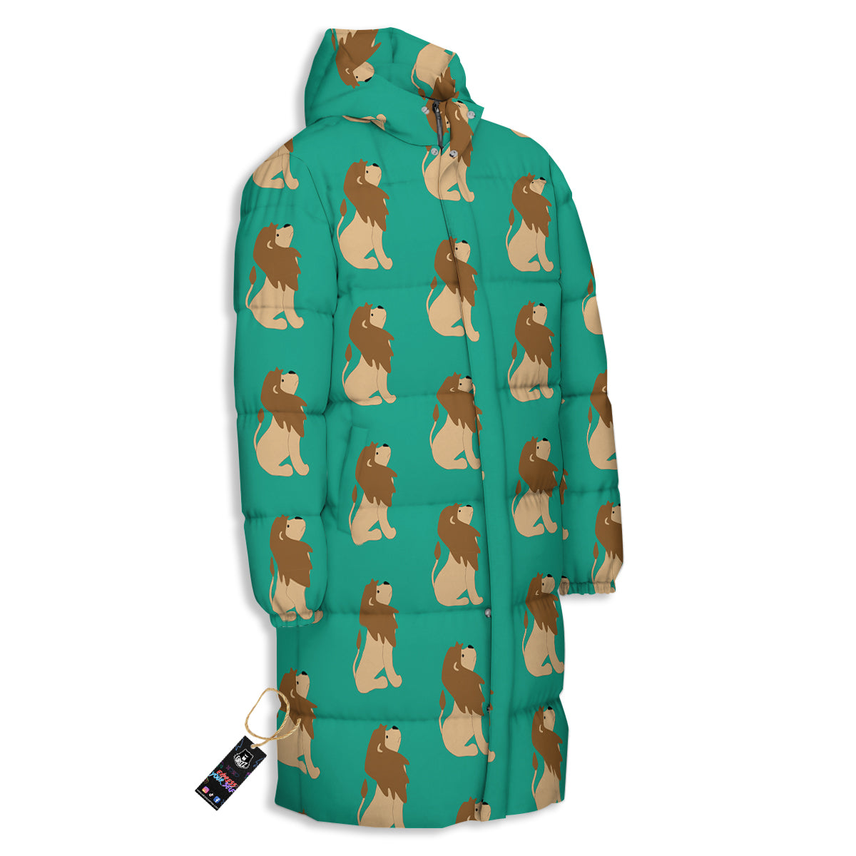 Baby Lion Print Pattern Long Down Jacket-grizzshop