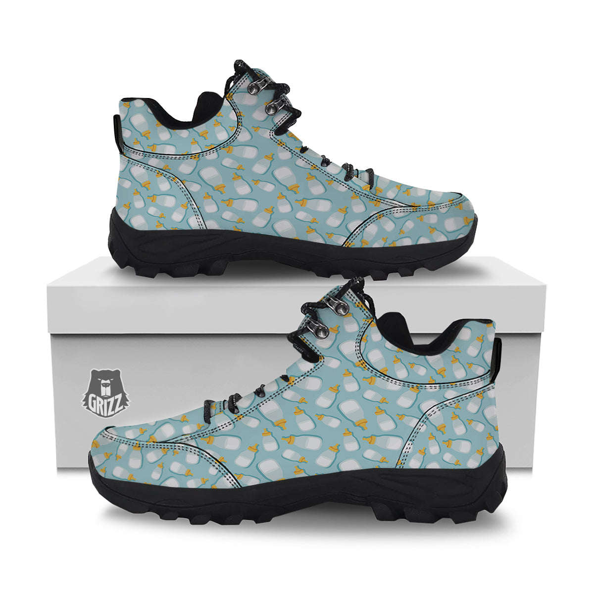 Baby Mike And Bottles Print Pattern Hiking Shoes-grizzshop