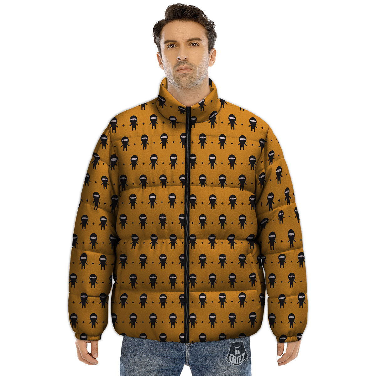 Baby Ninja Print Pattern Puffer Jacket-grizzshop