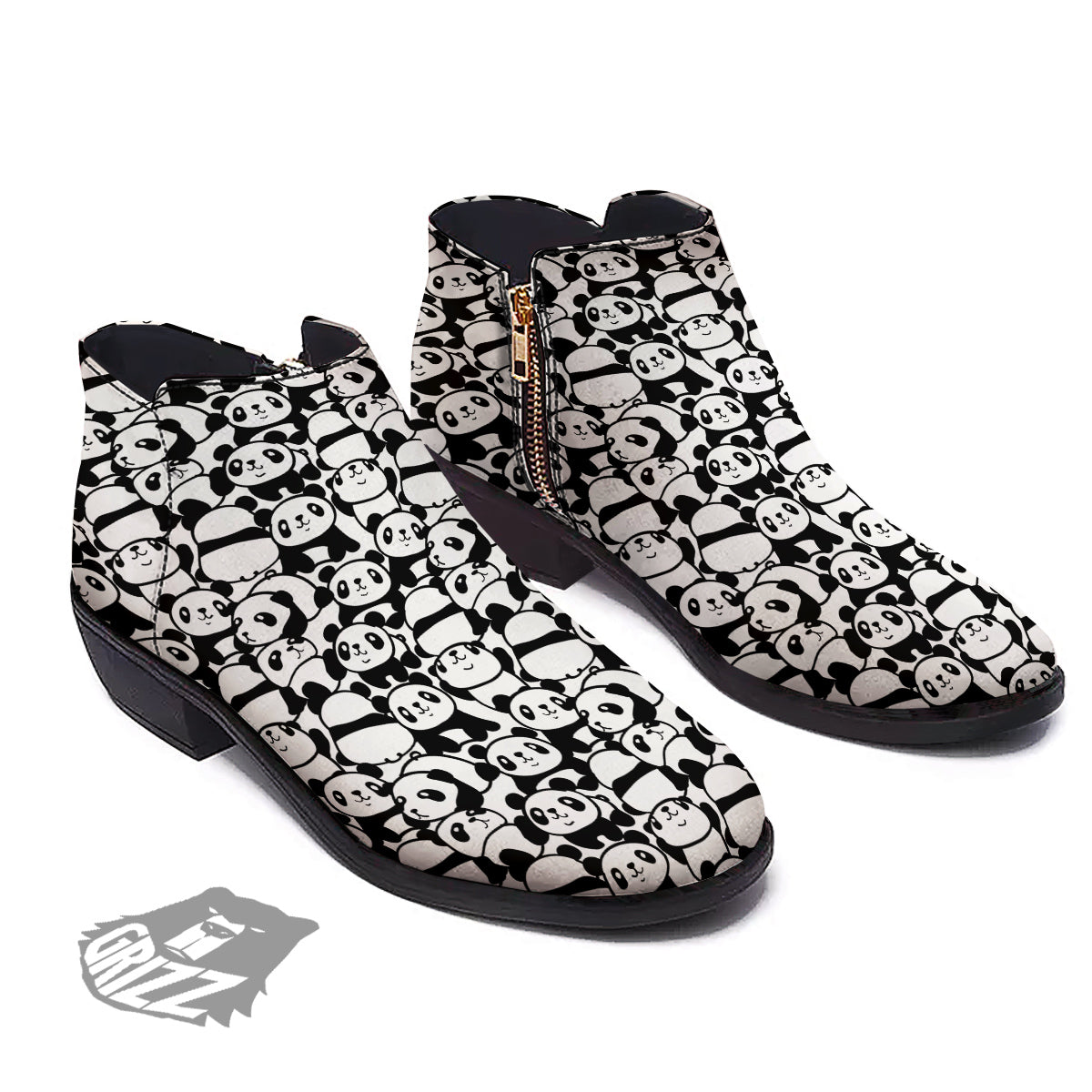 Baby Panda Cute Print Pattern Ankle Boots-grizzshop