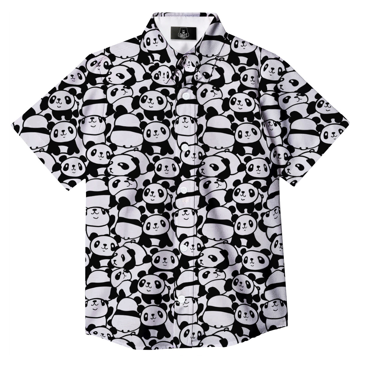 Baby Panda Cute Print Pattern Button Up Shirt-grizzshop