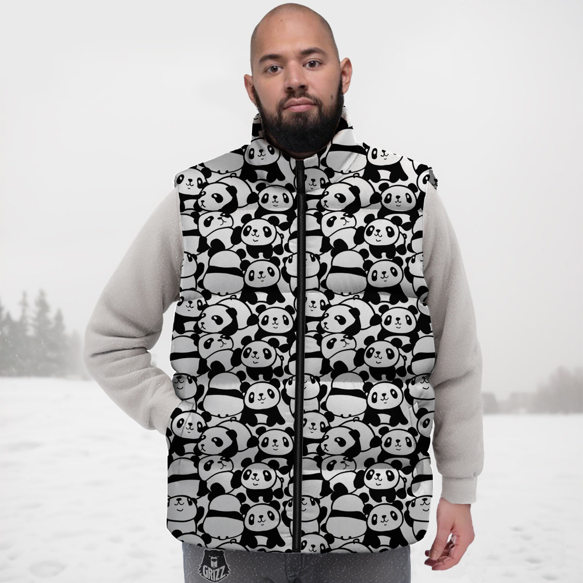 Baby Panda Cute Print Pattern Down Vest