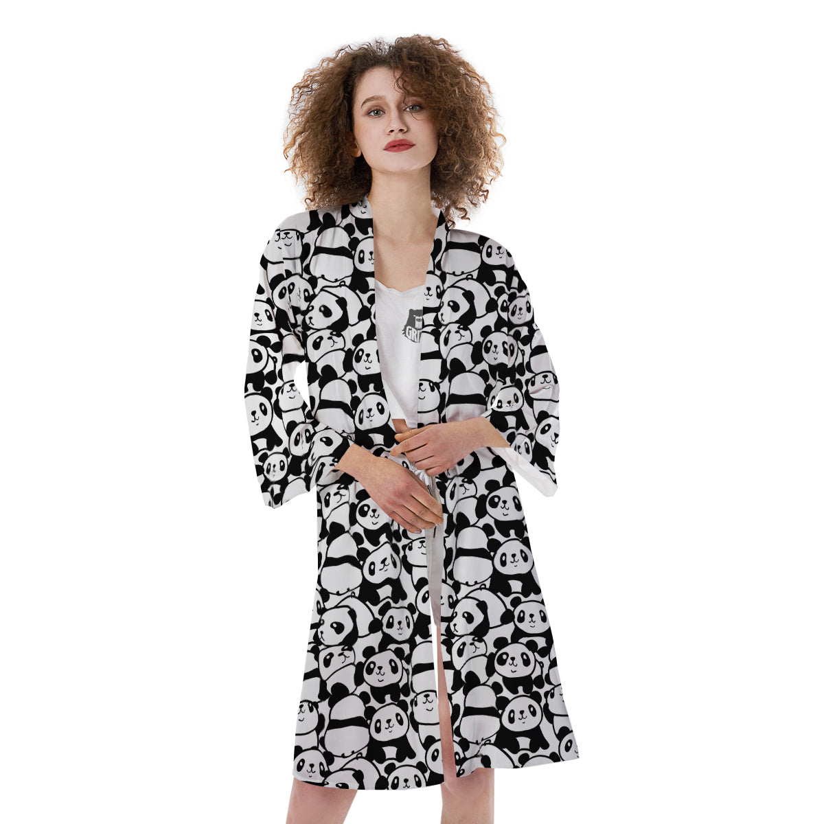 Baby Panda Cute Print Pattern Kimono-grizzshop