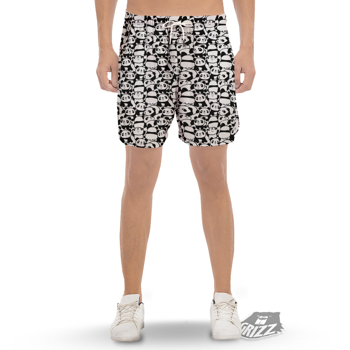 Baby Panda Cute Print Pattern Men's Gym Shorts-grizzshop