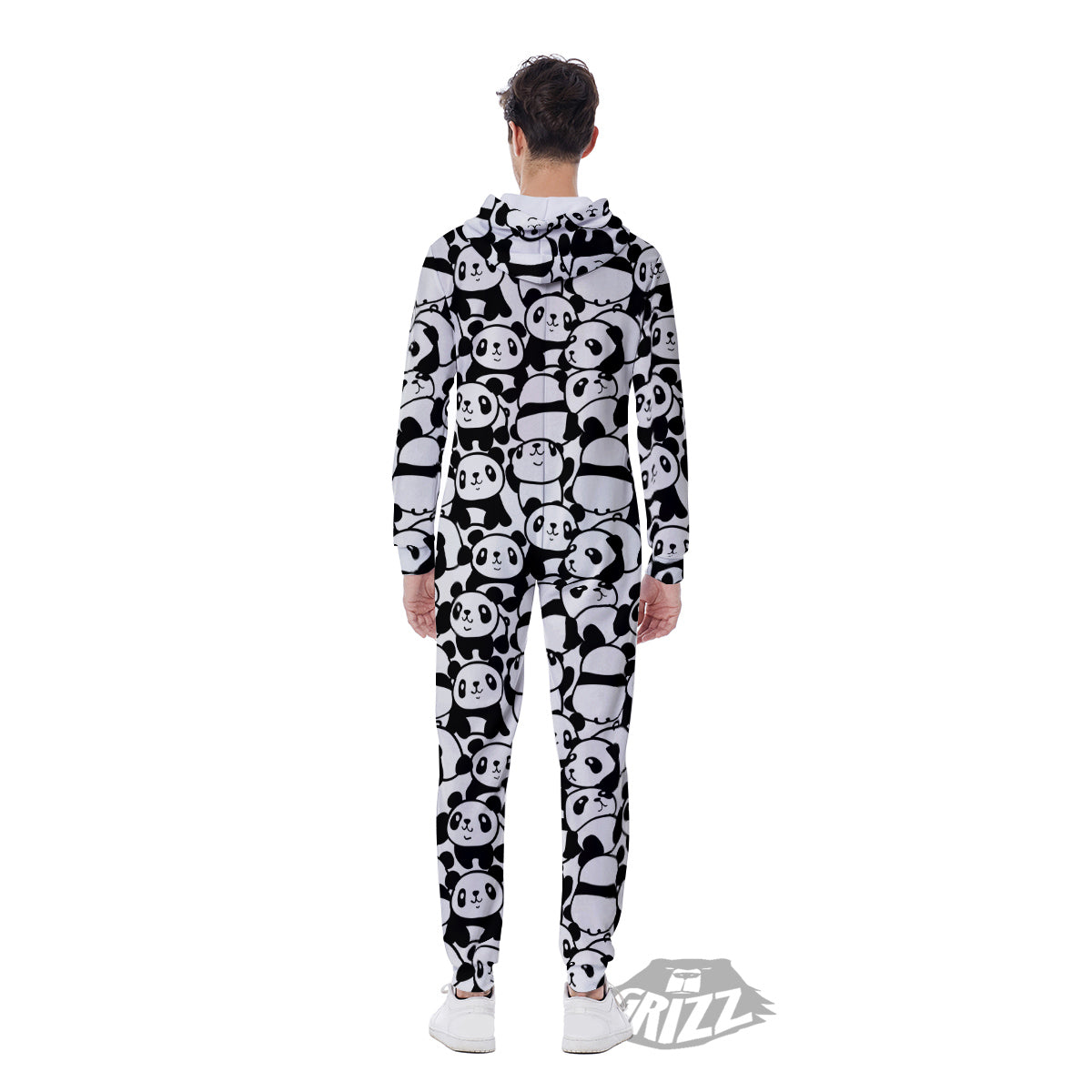 Baby Panda Cute Print Pattern Men's Jumpsuit-grizzshop