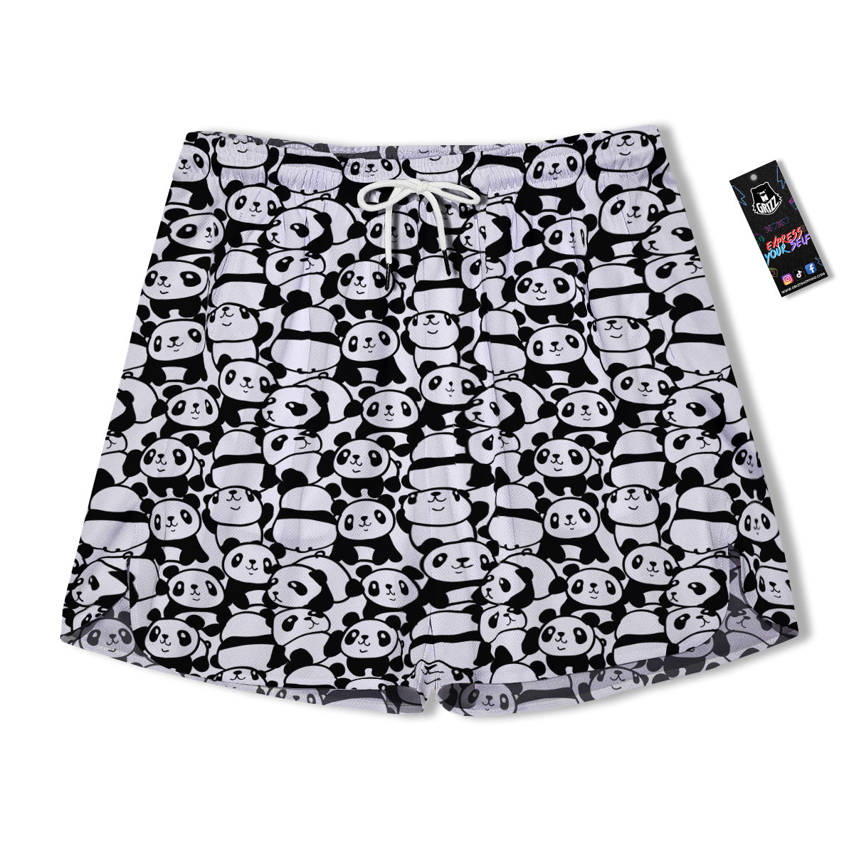 Baby Panda Cute Print Pattern Men's Running Shorts-grizzshop