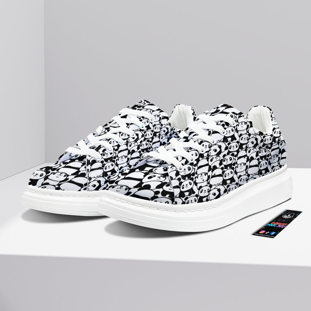 Baby Panda Cute Print Pattern Platform Shoes-grizzshop