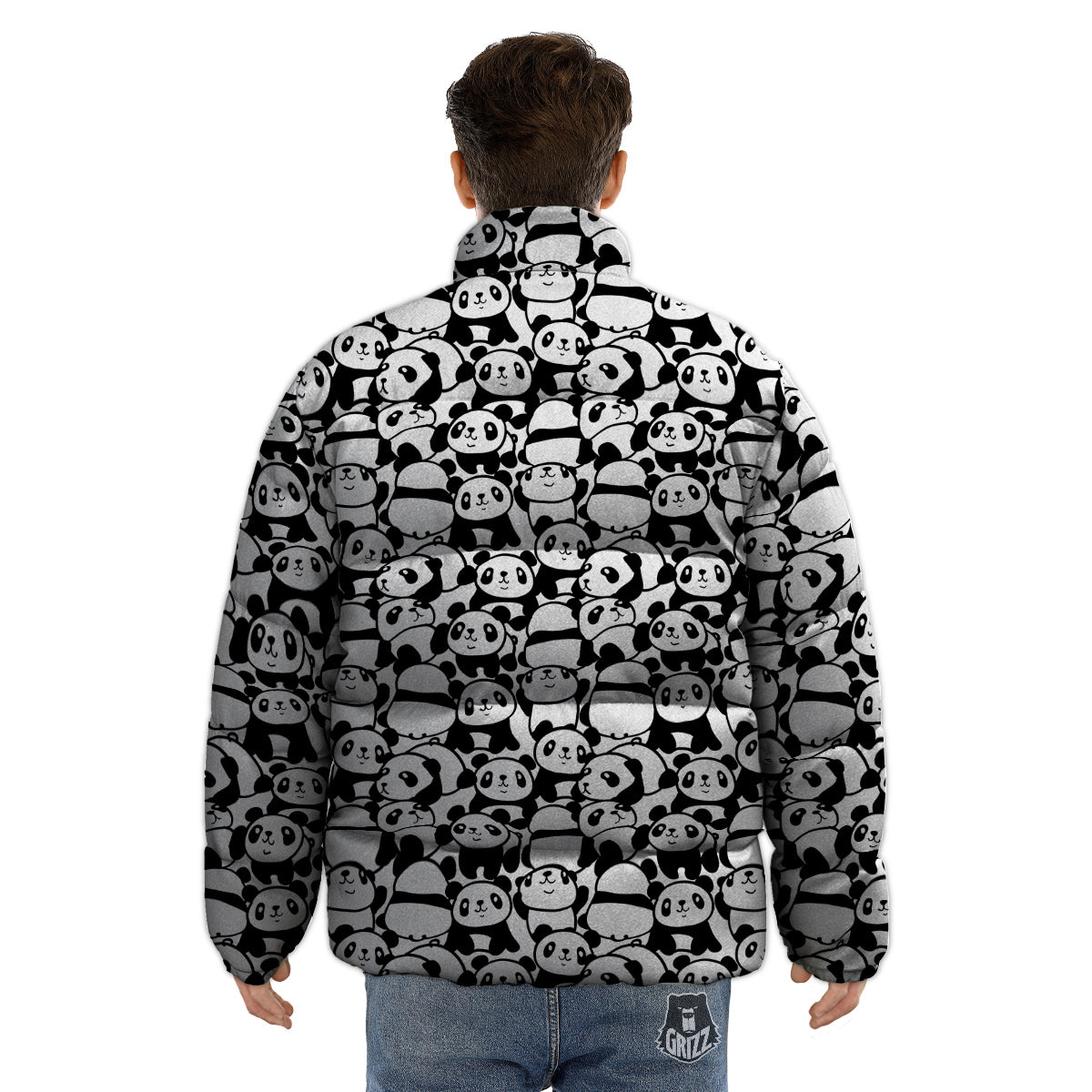 Baby Panda Cute Print Pattern Puffer Jacket-grizzshop