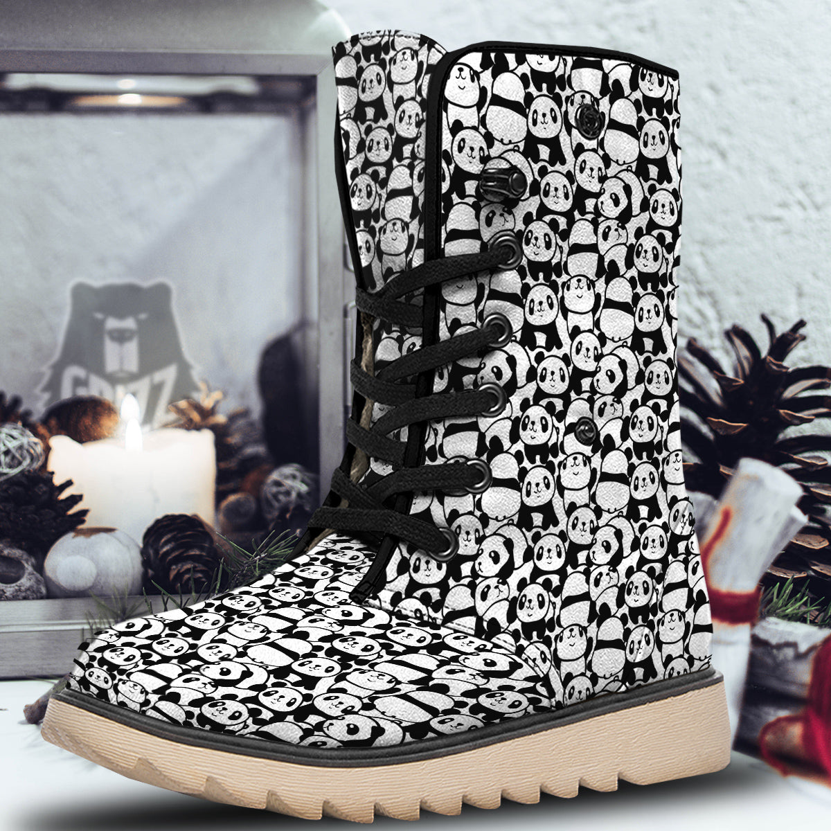 Baby Panda Cute Print Pattern Snow Boots-grizzshop