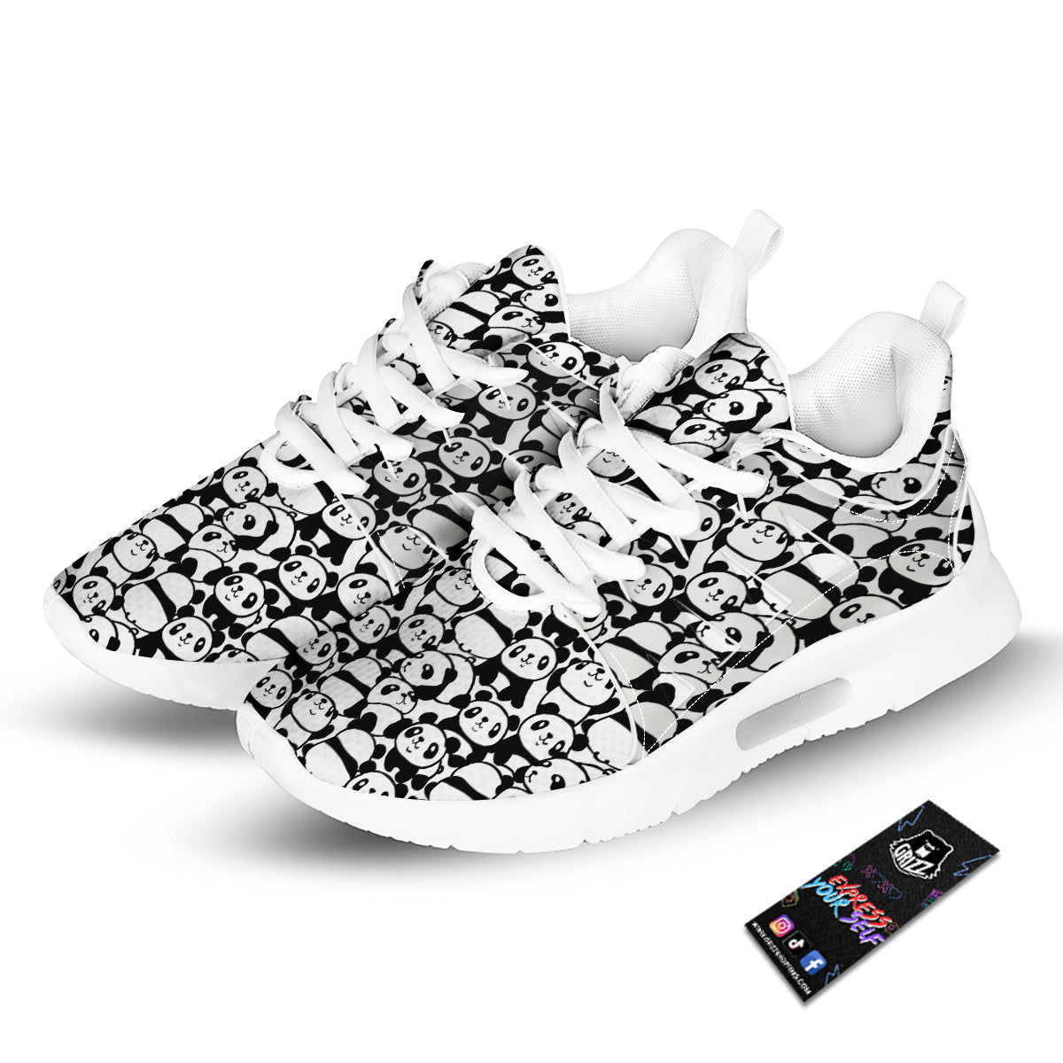 Baby Panda Cute Print Pattern Tennis Shoes-grizzshop