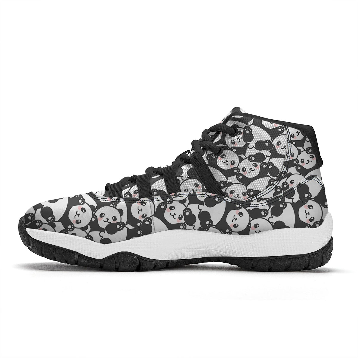 Baby Panda Pattern Print Black Bball Shoes-grizzshop
