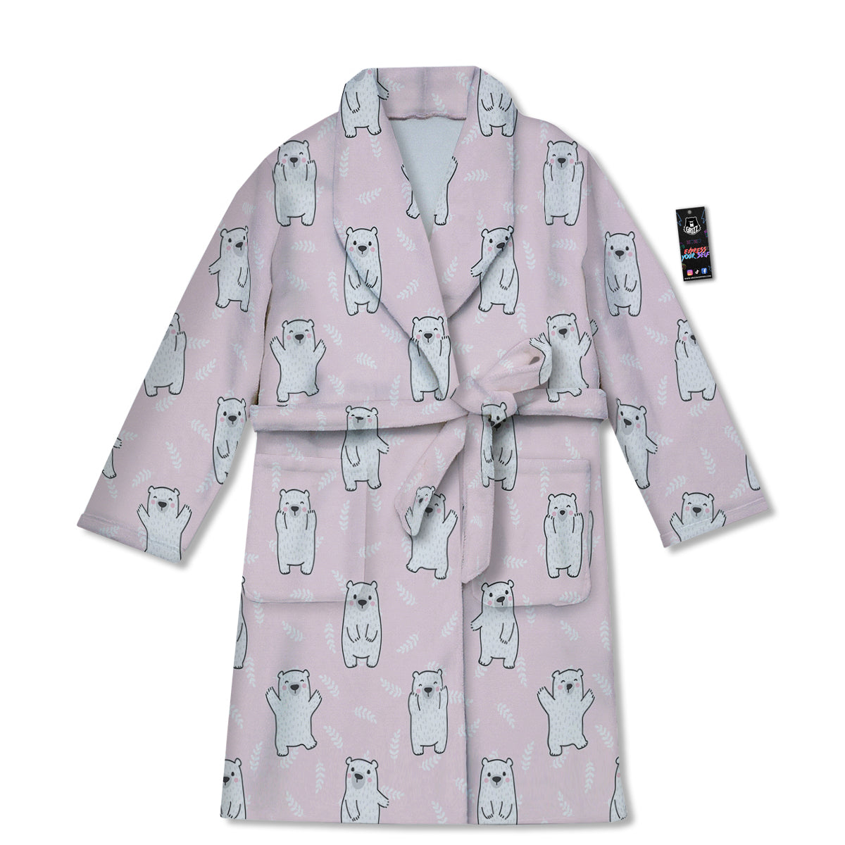 Baby Polar Bear White Print Pattern Bathrobe-grizzshop