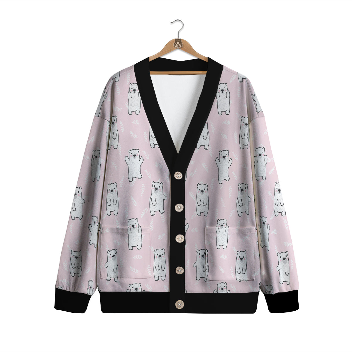 Baby Polar Bear White Print Pattern Cardigan-grizzshop