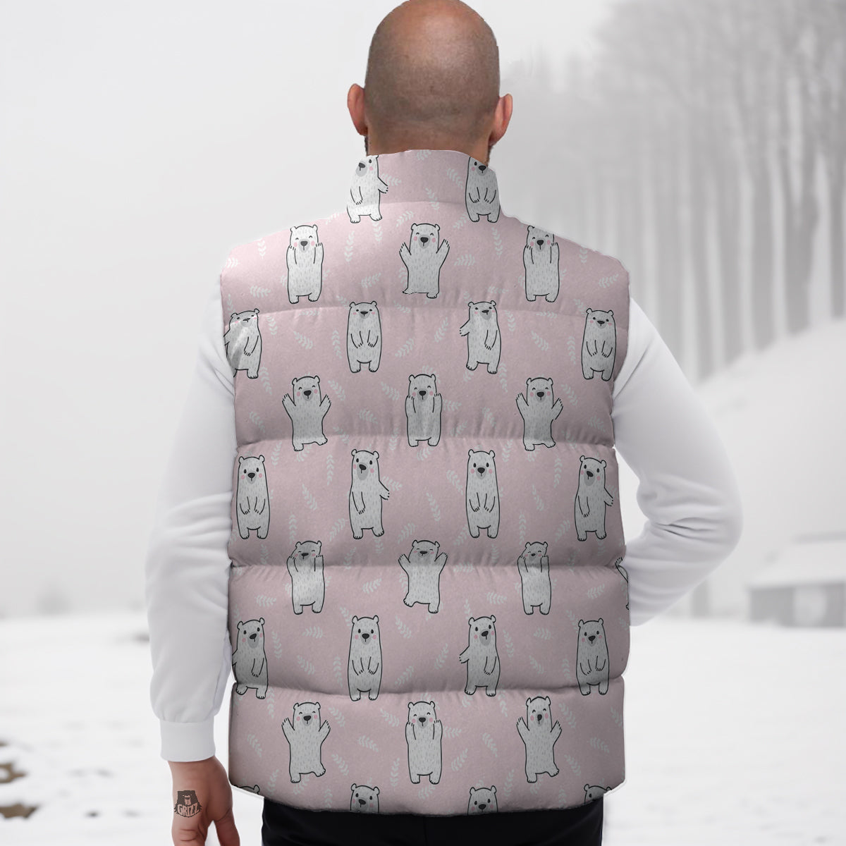 Baby Polar Bear White Print Pattern Down Vest
