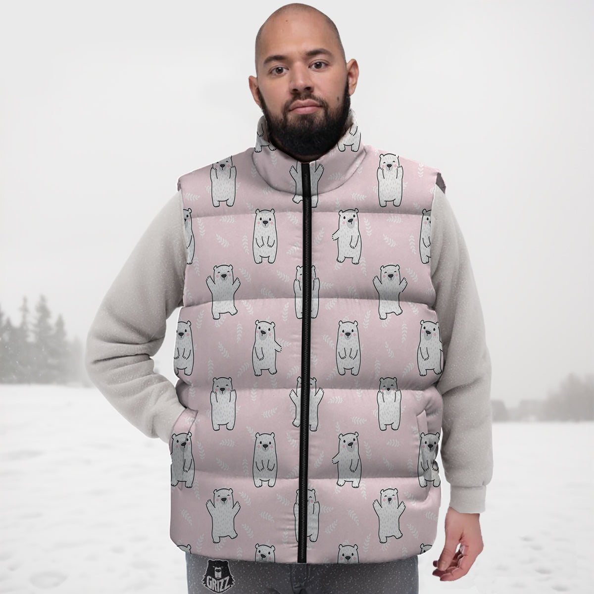 Baby Polar Bear White Print Pattern Down Vest