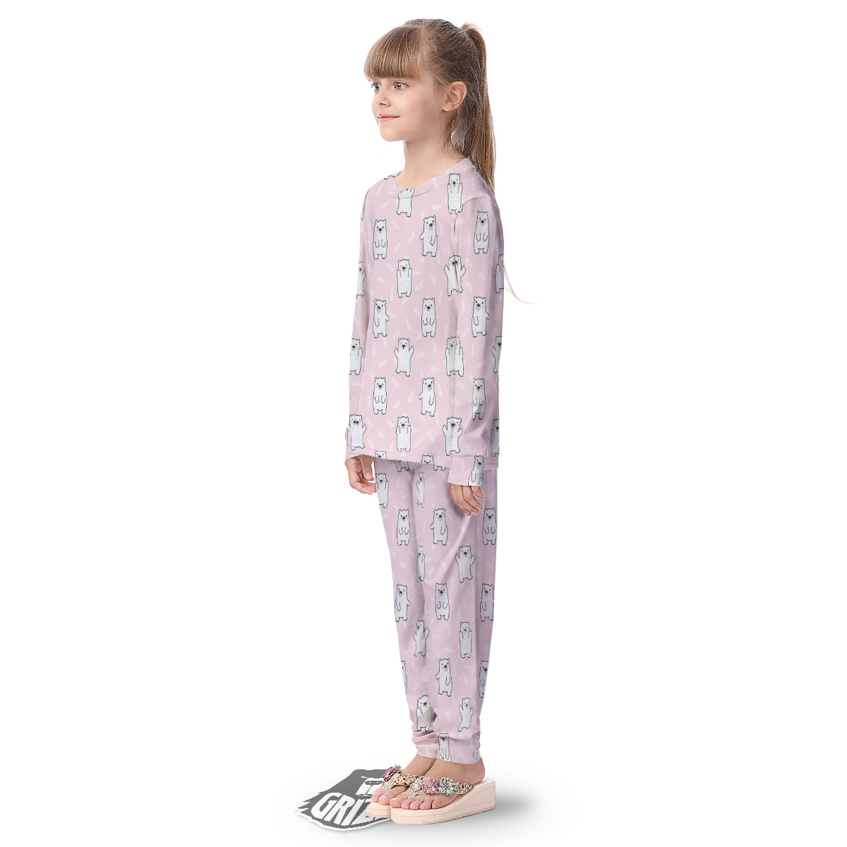 Baby Polar Bear White Print Pattern Kid's Pajamas-grizzshop