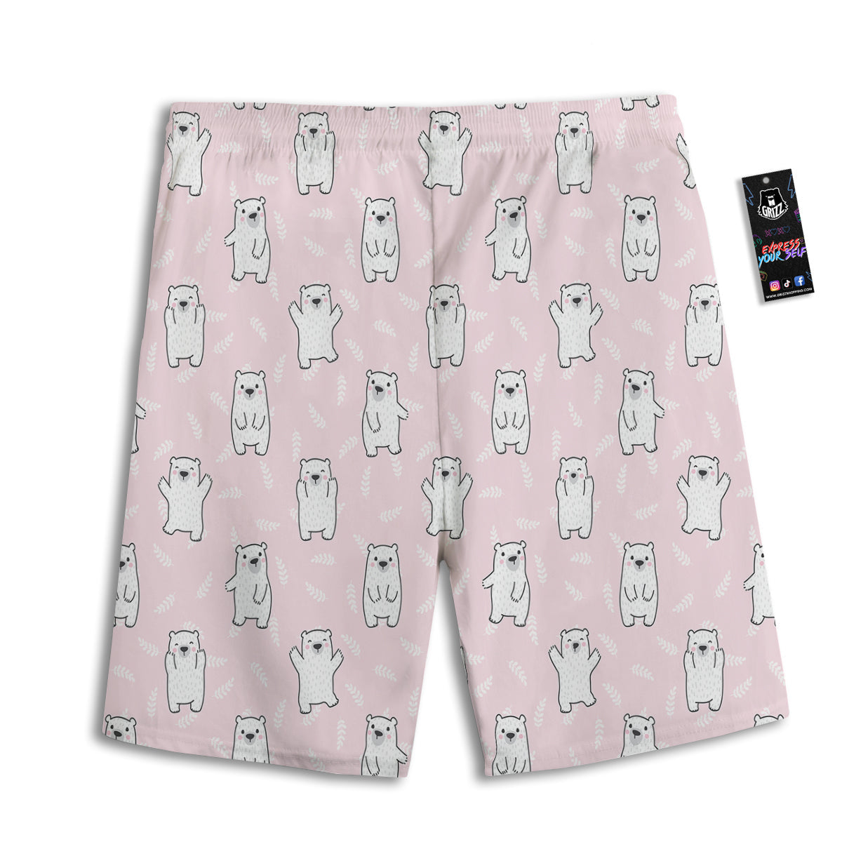 Baby Polar Bear White Print Pattern Men's Athletic Shorts