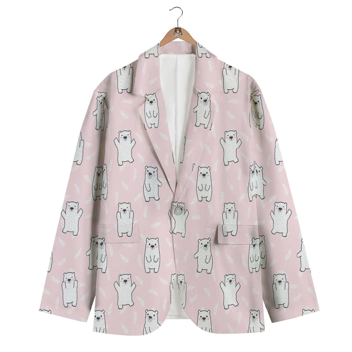 Baby Polar Bear White Print Pattern Men's Blazer-grizzshop