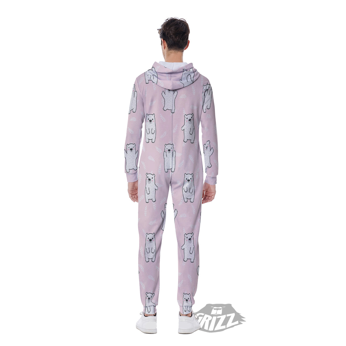 Baby Polar Bear White Print Pattern Men's Jumpsuit-grizzshop